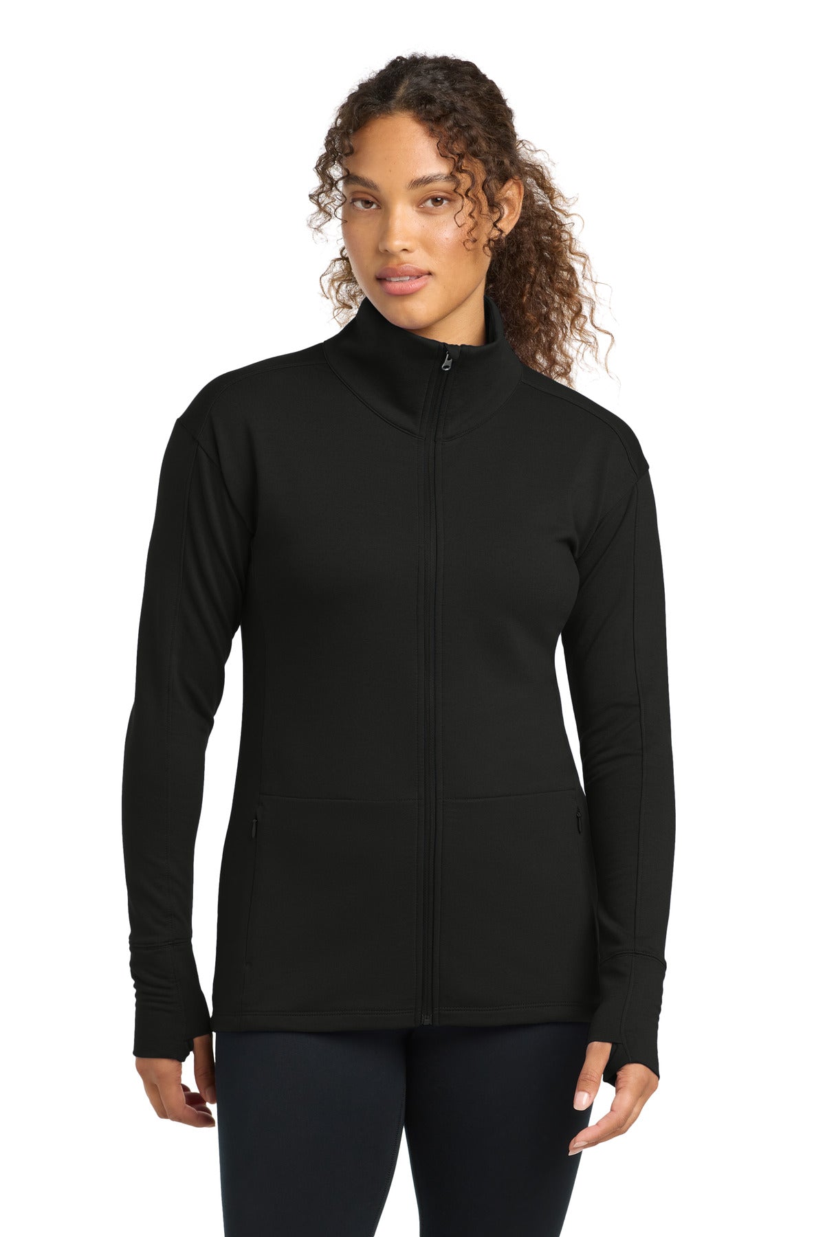 Sport-Tek Women's Sport-Wick Flex Fleece Full-Zip - Black