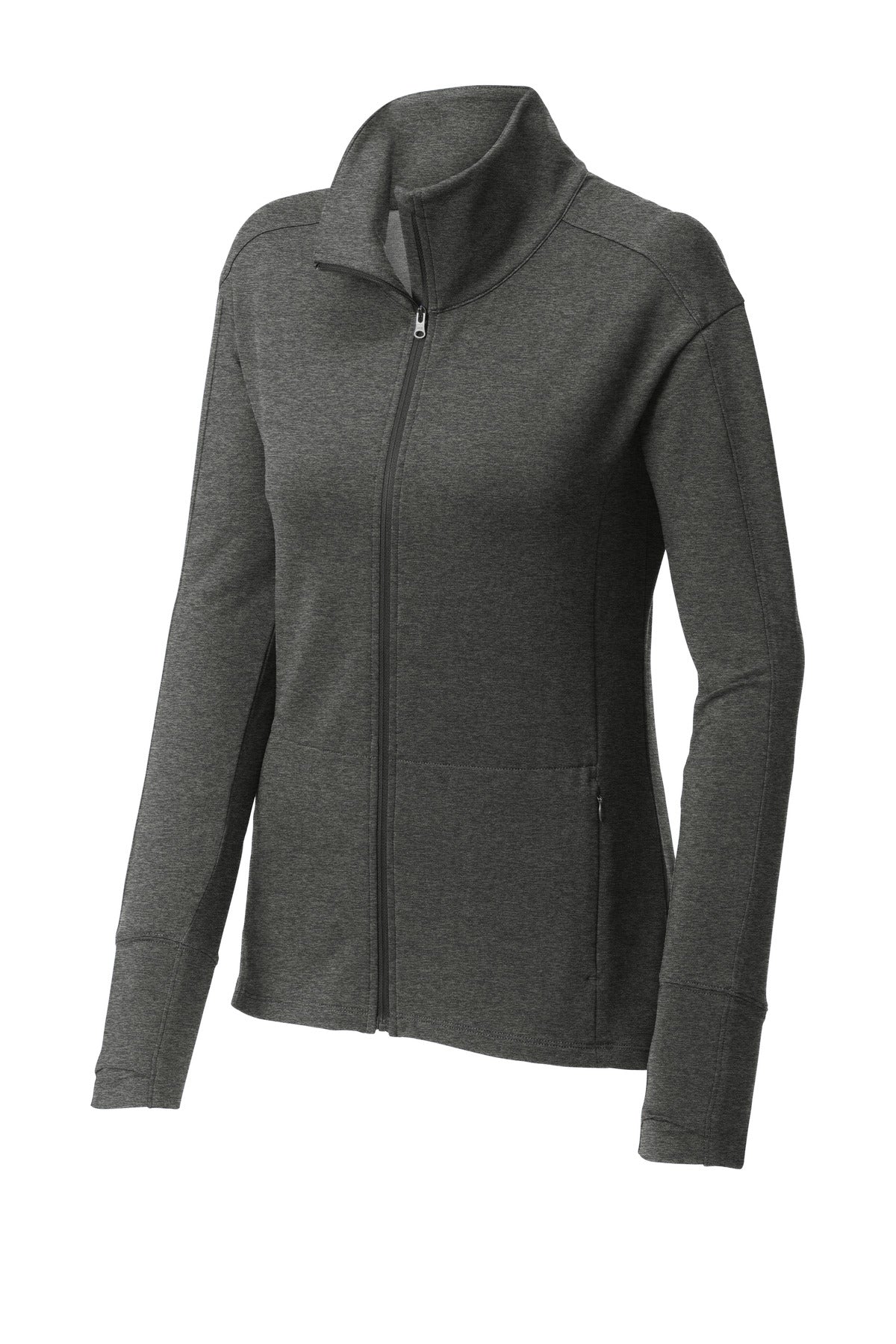 Sport-Tek Women's Sport-Wick Flex Fleece Full-Zip - Dark Grey Heather