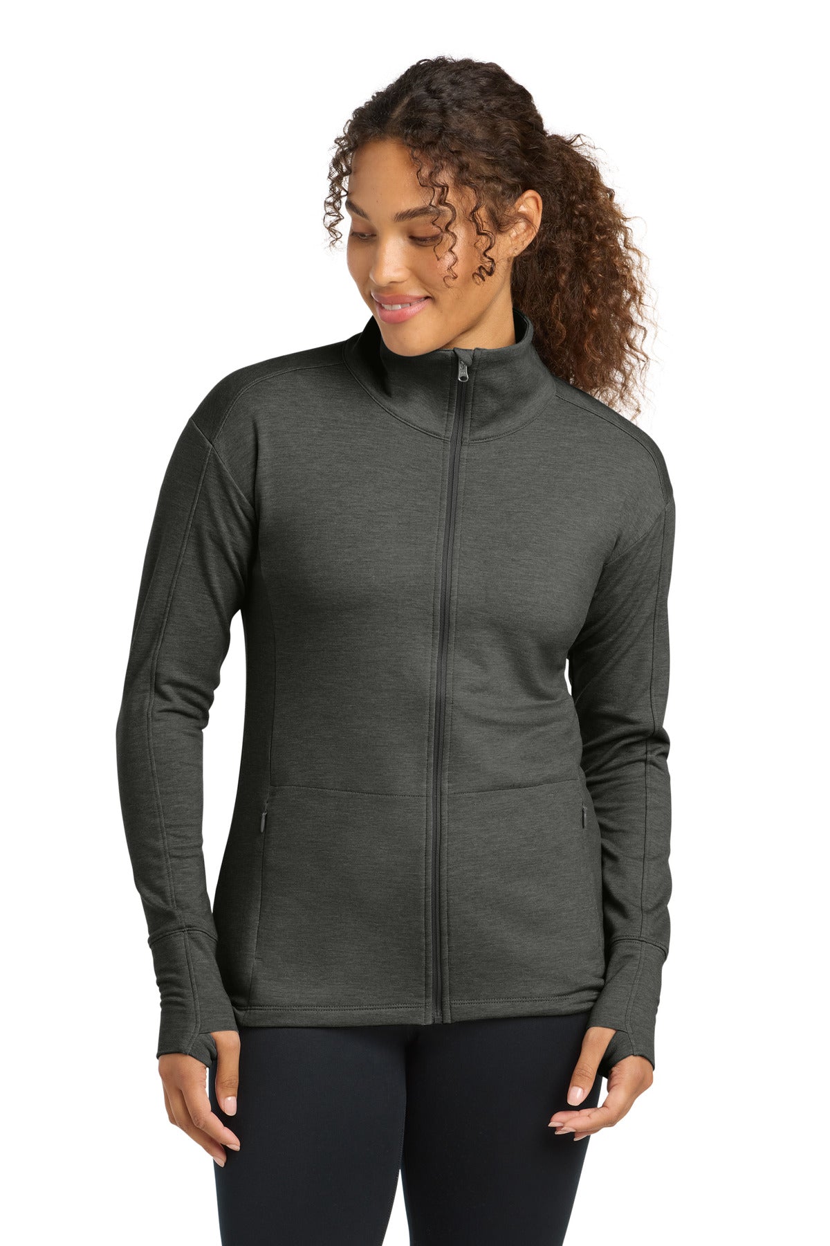 Sport-Tek Women's Sport-Wick Flex Fleece Full-Zip - Dark Grey Heather