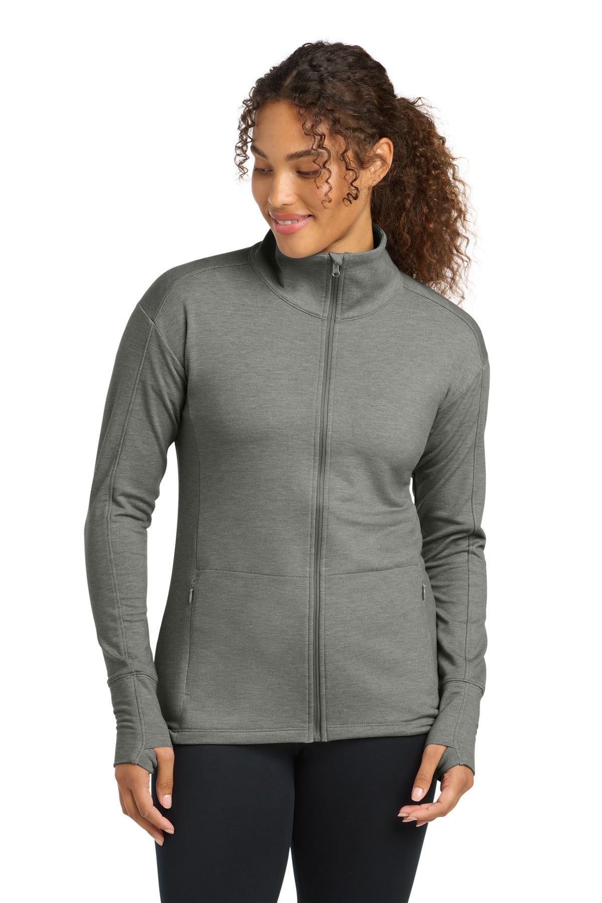 Sport-Tek Women's Sport-Wick Flex Fleece Full-Zip - Light Grey Heather