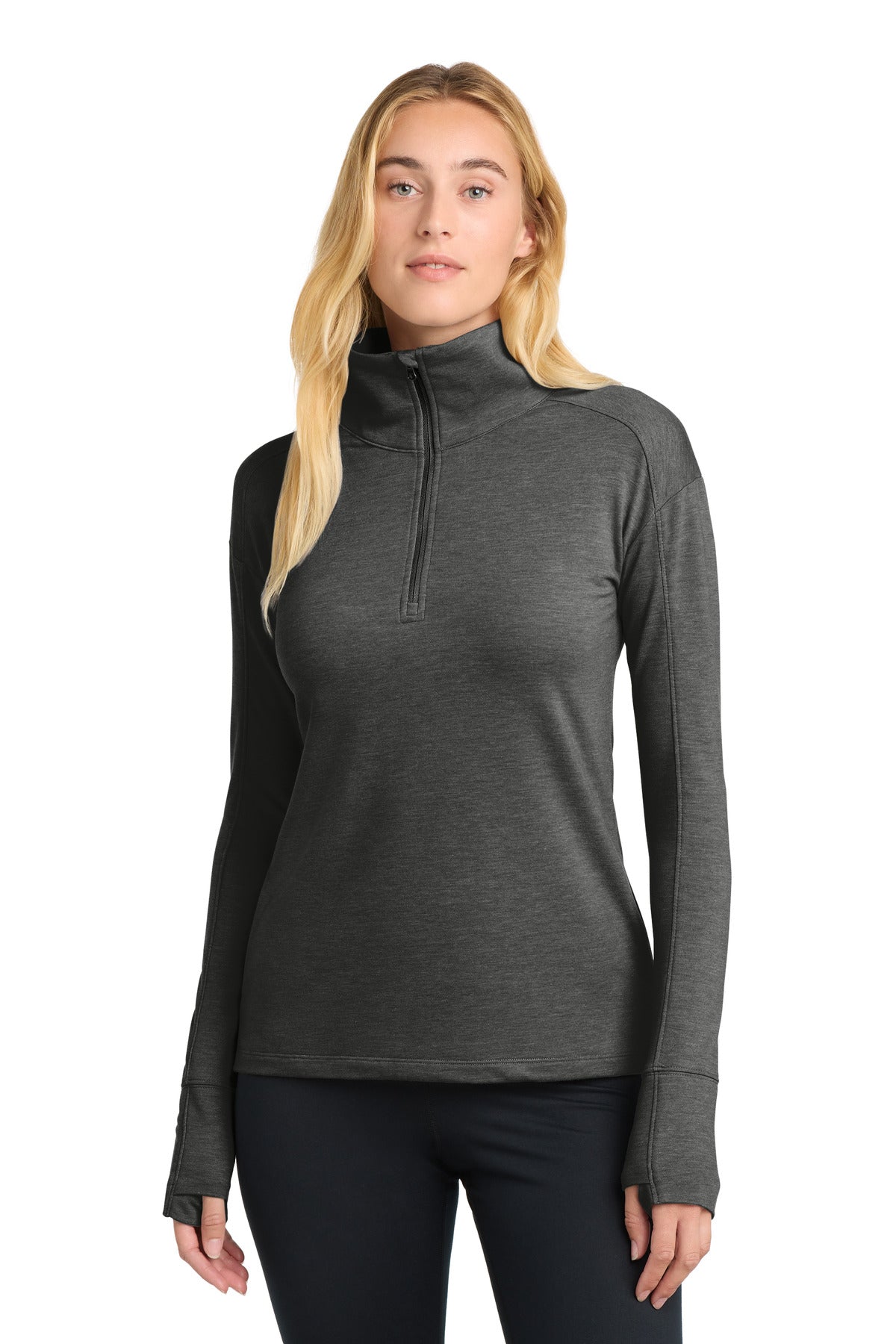 Sport-Tek Women's Sport-Wick Flex Fleece 1/4-Zip - Dark Grey Heather