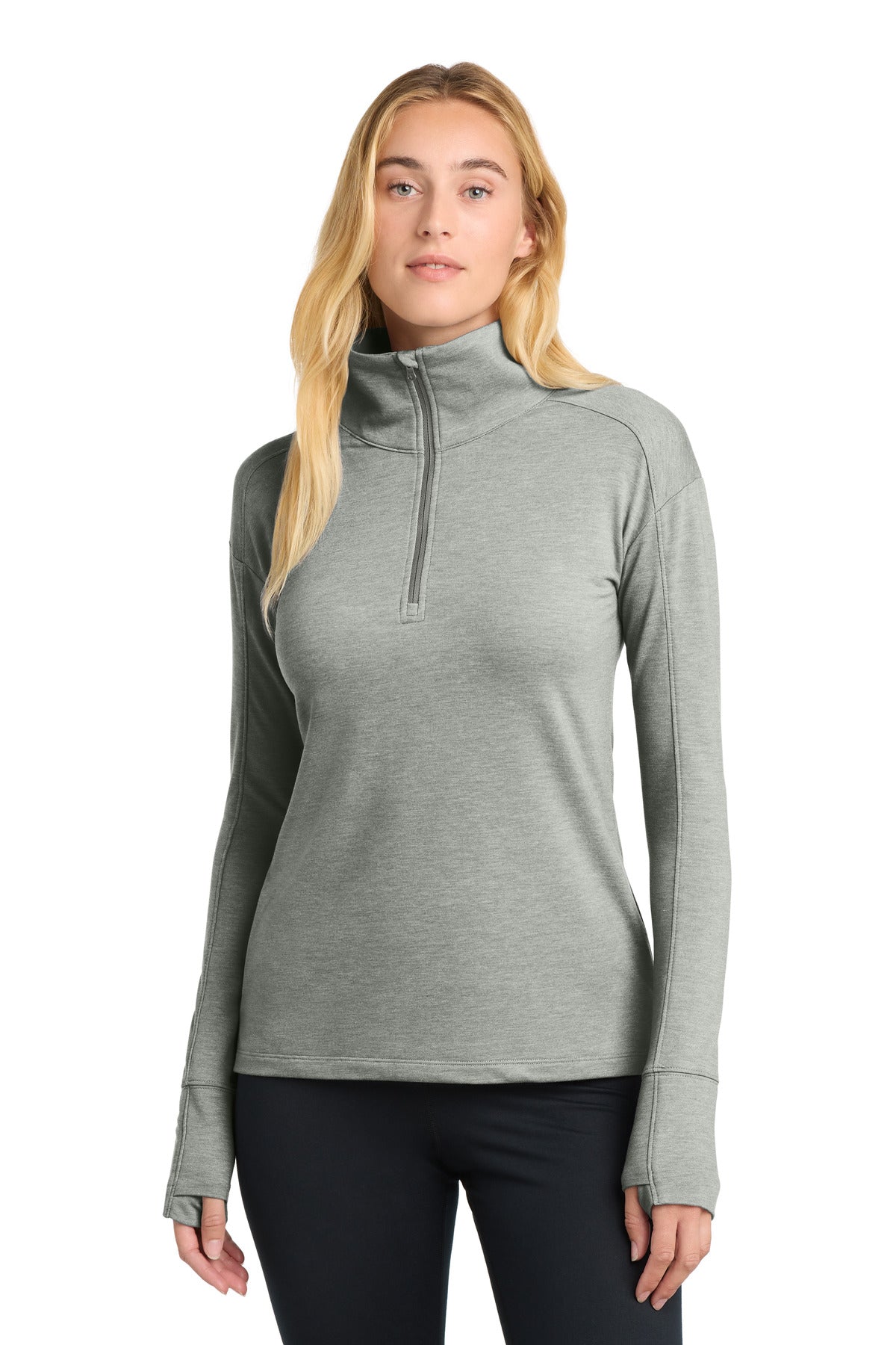 Sport-Tek Women's Sport-Wick Flex Fleece 1/4-Zip - Light Grey Heather