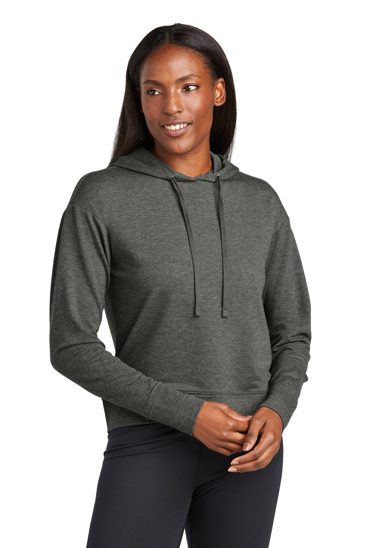 Sport-Tek Women's Sport-Wick Flex Fleece Pullover Hoodie - Dark Grey Heather
