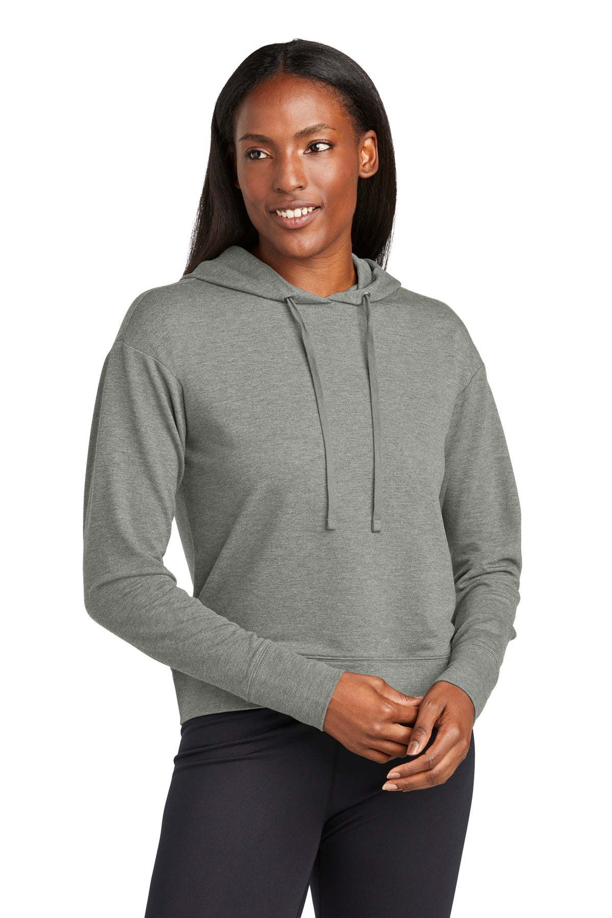 Sport-Tek Women's Sport-Wick Flex Fleece Pullover Hoodie - Light Grey Heather