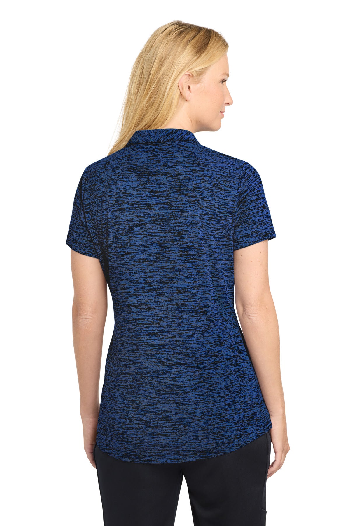 Sport-Tek  Women's PosiCharge  Electric Heather Polo - Dark Royal-Black Electric