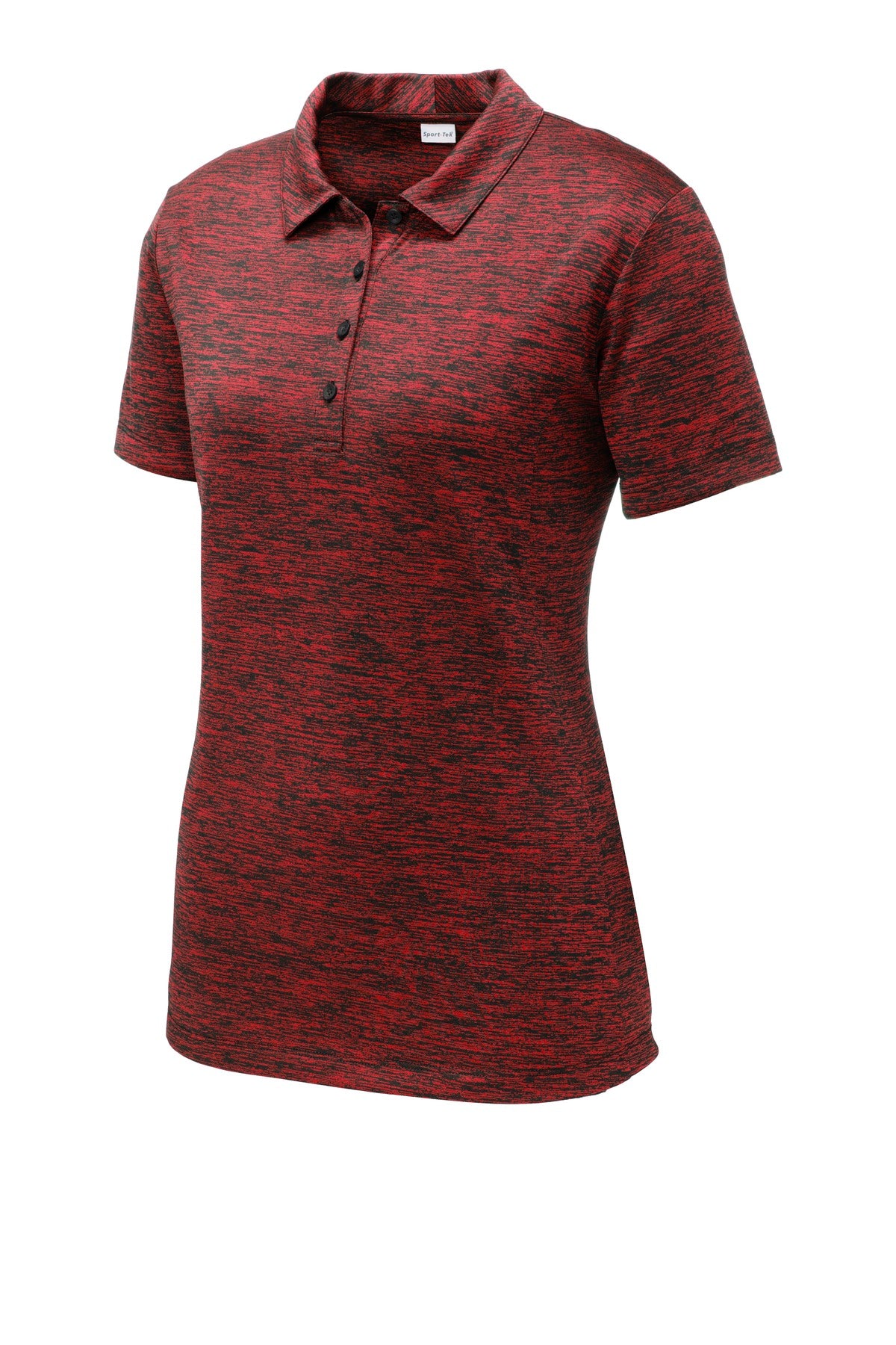 Sport-Tek  Women's PosiCharge  Electric Heather Polo - Deep Red/ Black Electric