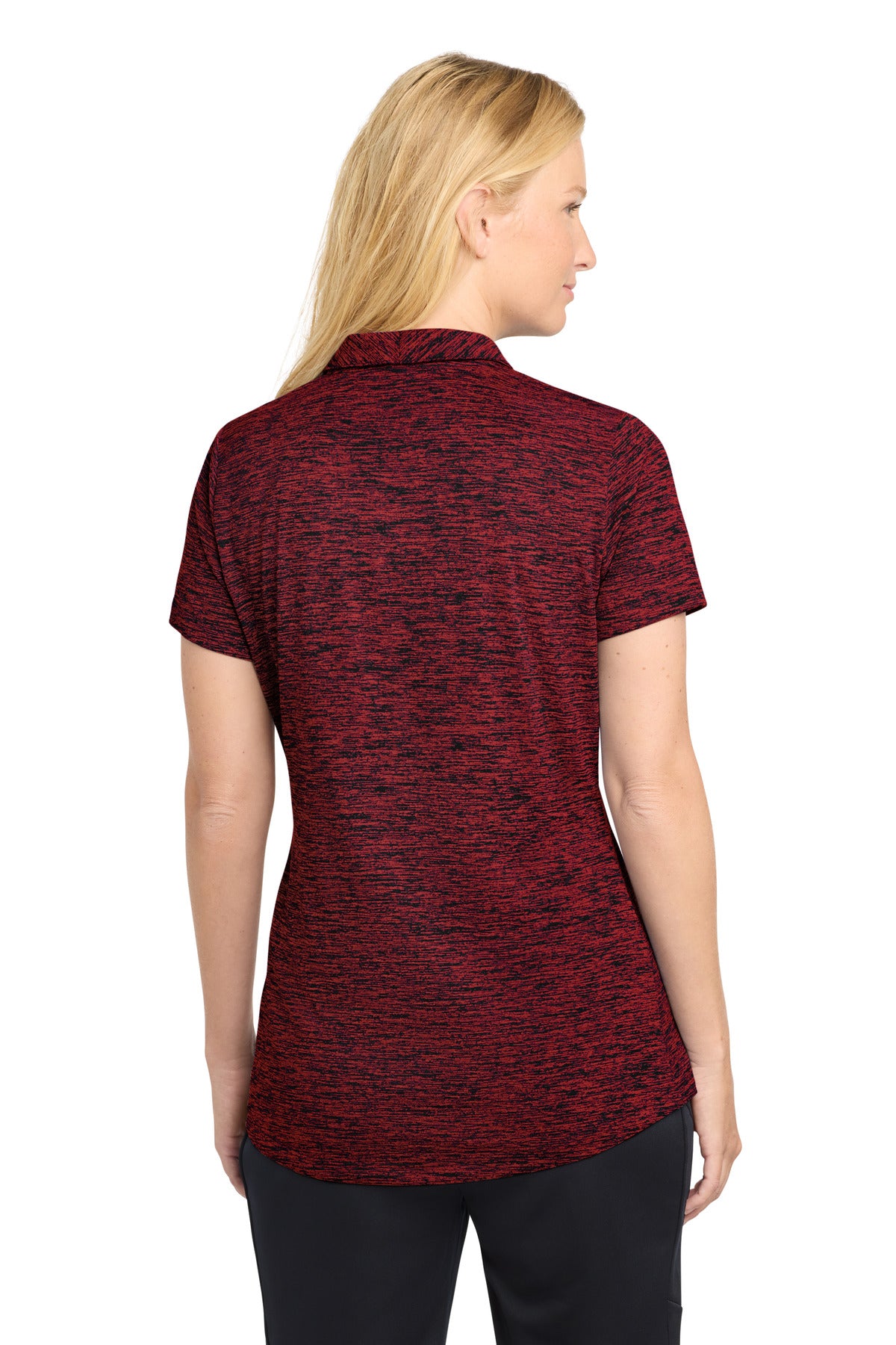 Sport-Tek  Women's PosiCharge  Electric Heather Polo - Deep Red/ Black Electric