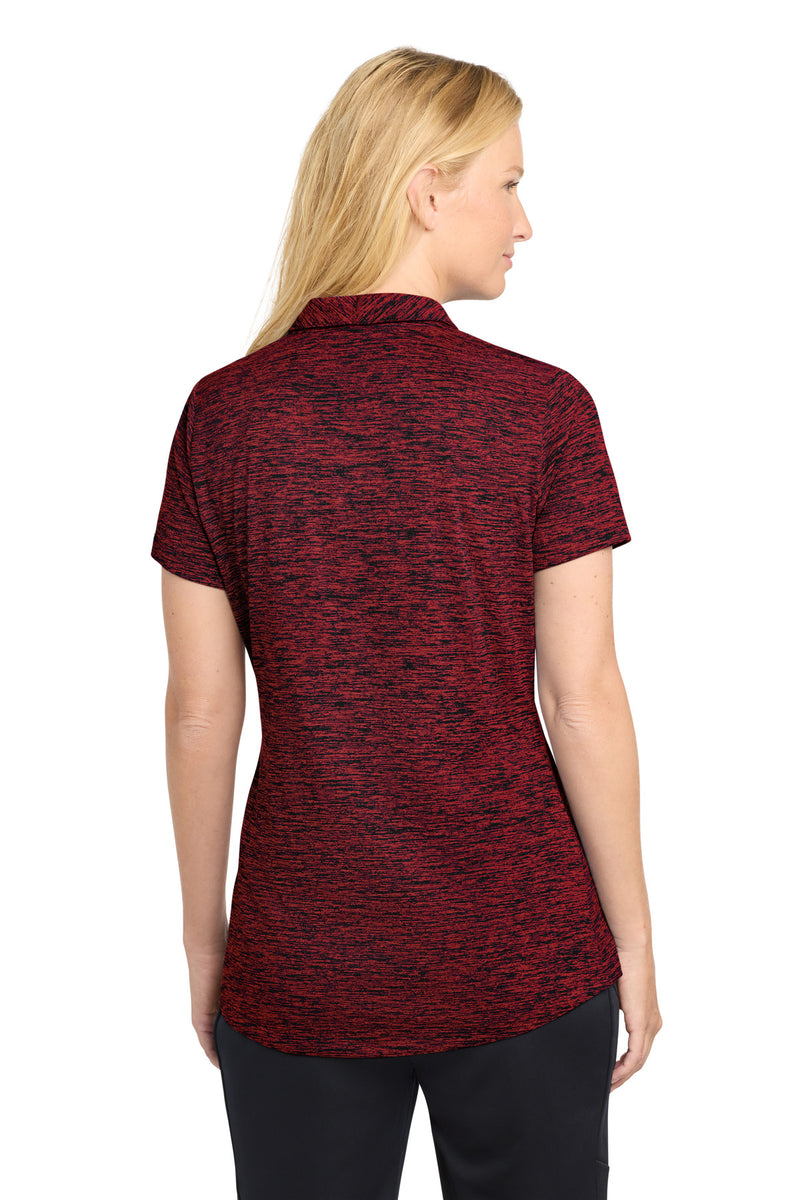 Sport-Tek  Women's PosiCharge  Electric Heather Polo - Deep Red/ Black Electric