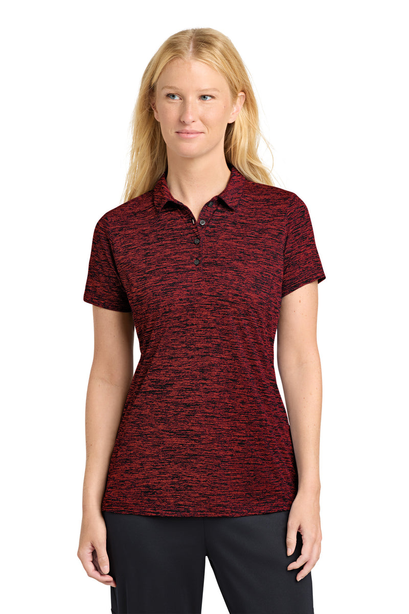Sport-Tek  Women's PosiCharge  Electric Heather Polo - Deep Red/ Black Electric