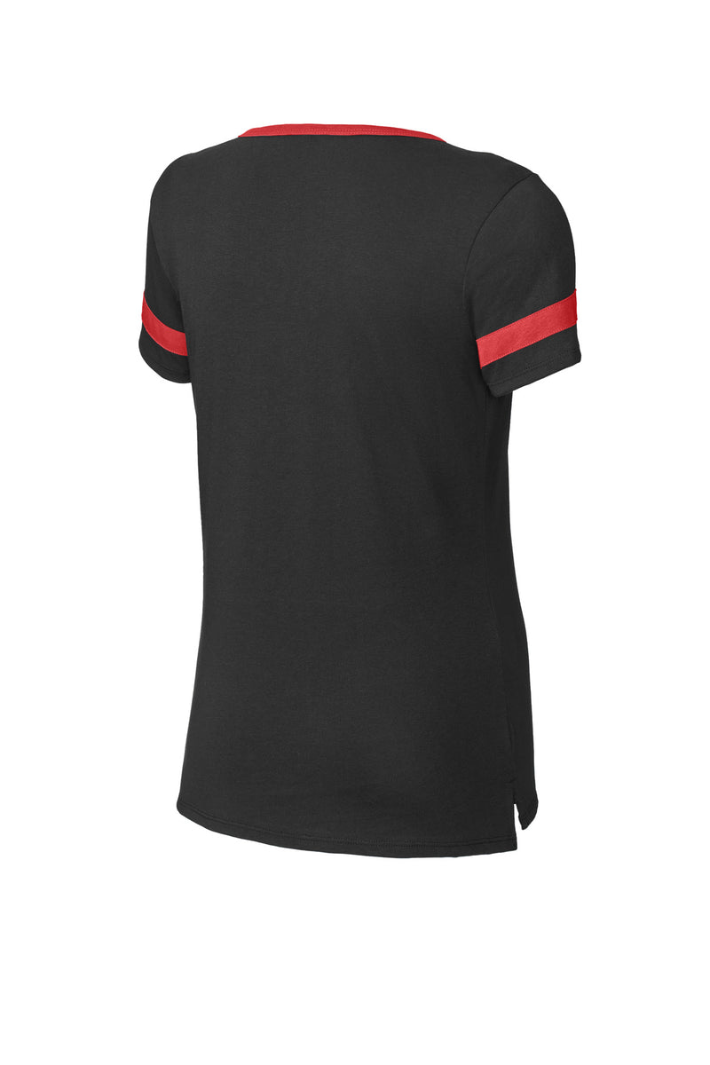 Sport-Tek Women's Halftime Notch Neck Tee - Black/ Deep Red