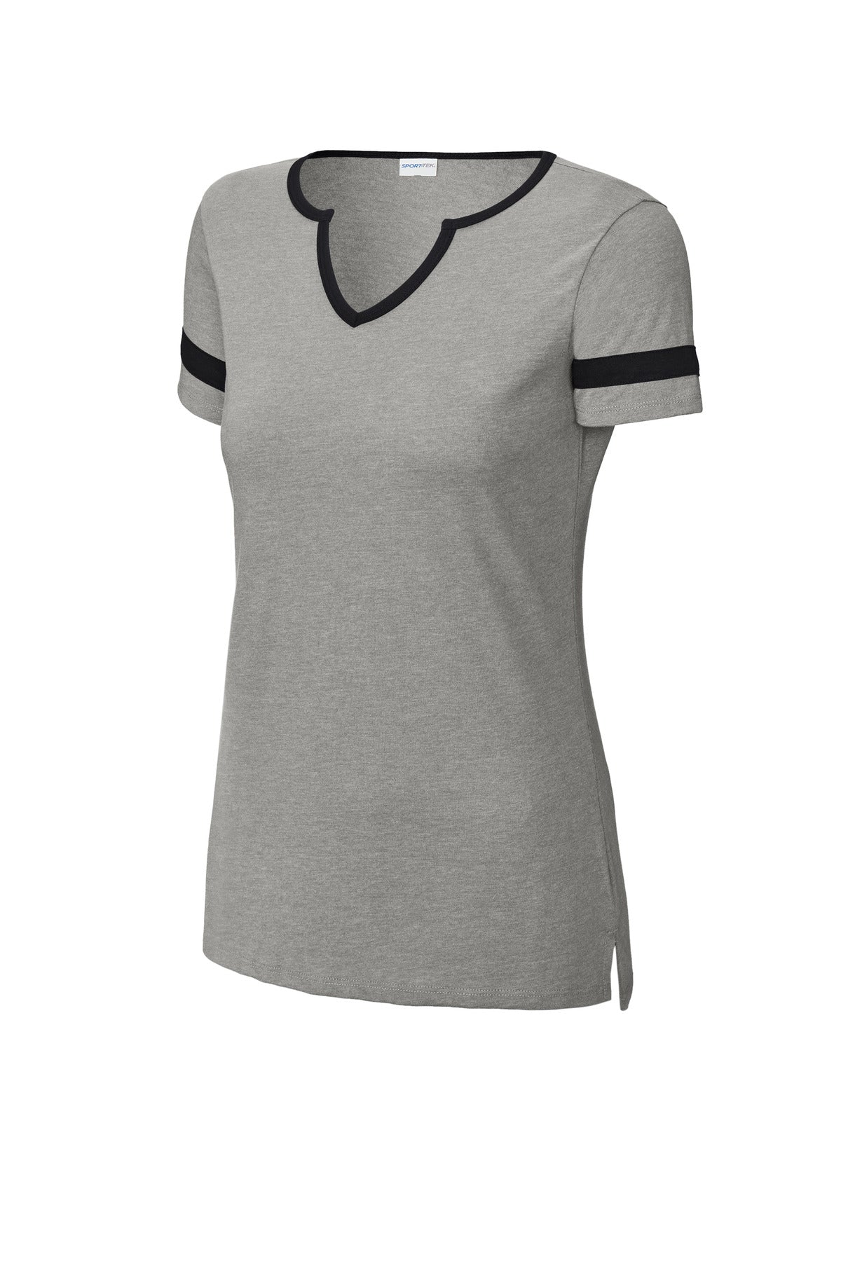 Sport-Tek Women's Halftime Notch Neck Tee - Vintage Heather/ Black