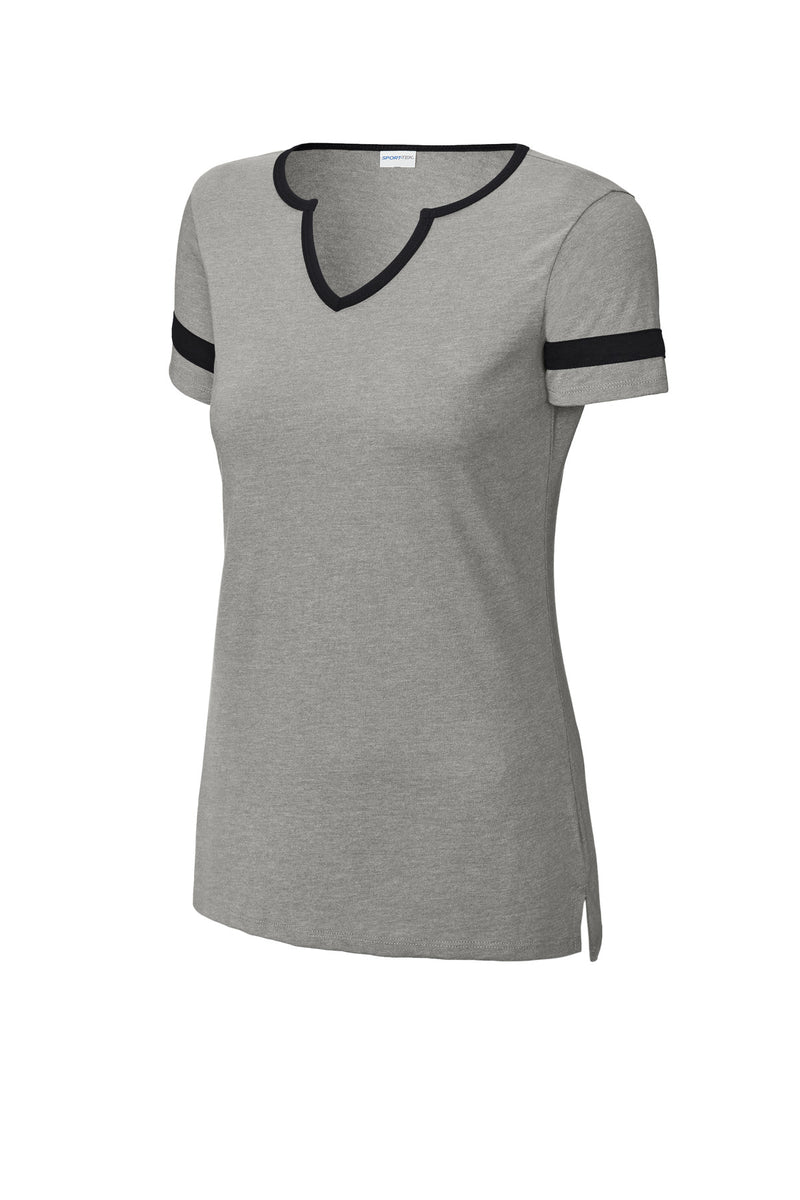 Sport-Tek Women's Halftime Notch Neck Tee - Vintage Heather/ Black