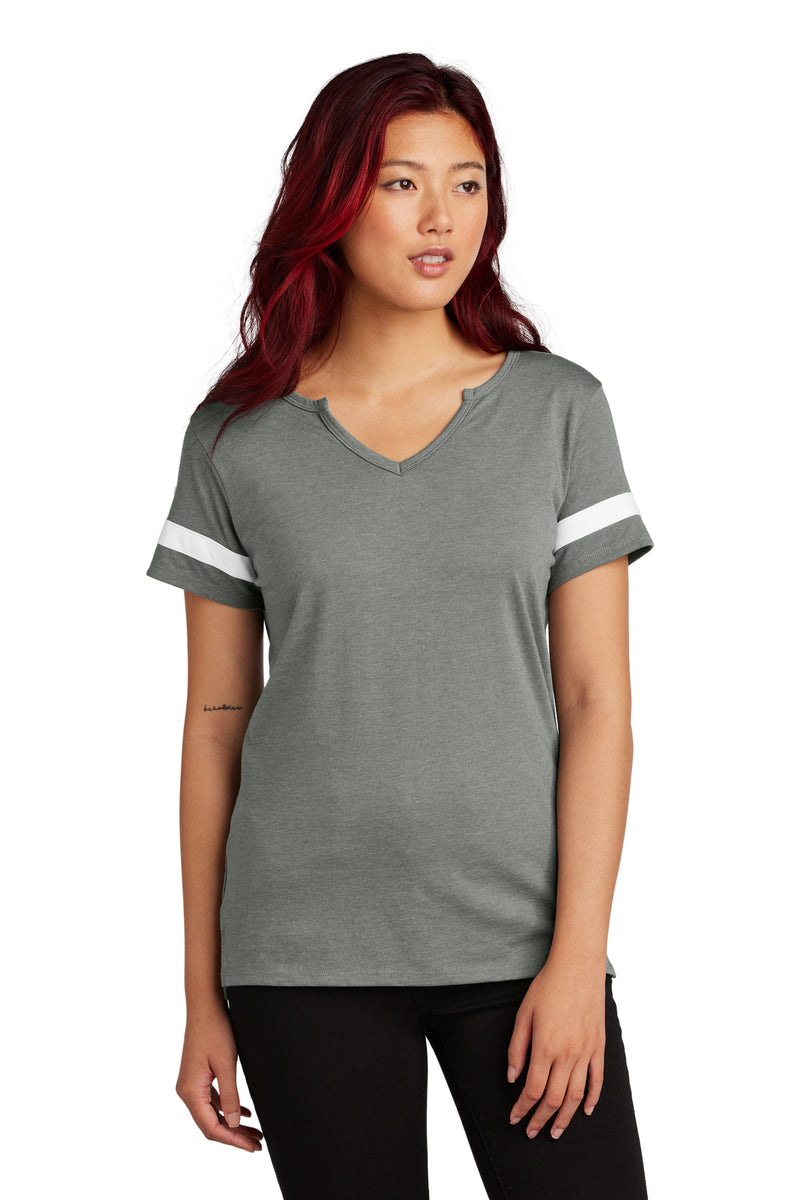 Sport-Tek Women's Halftime Notch Neck Tee - Vintage Heather/ White