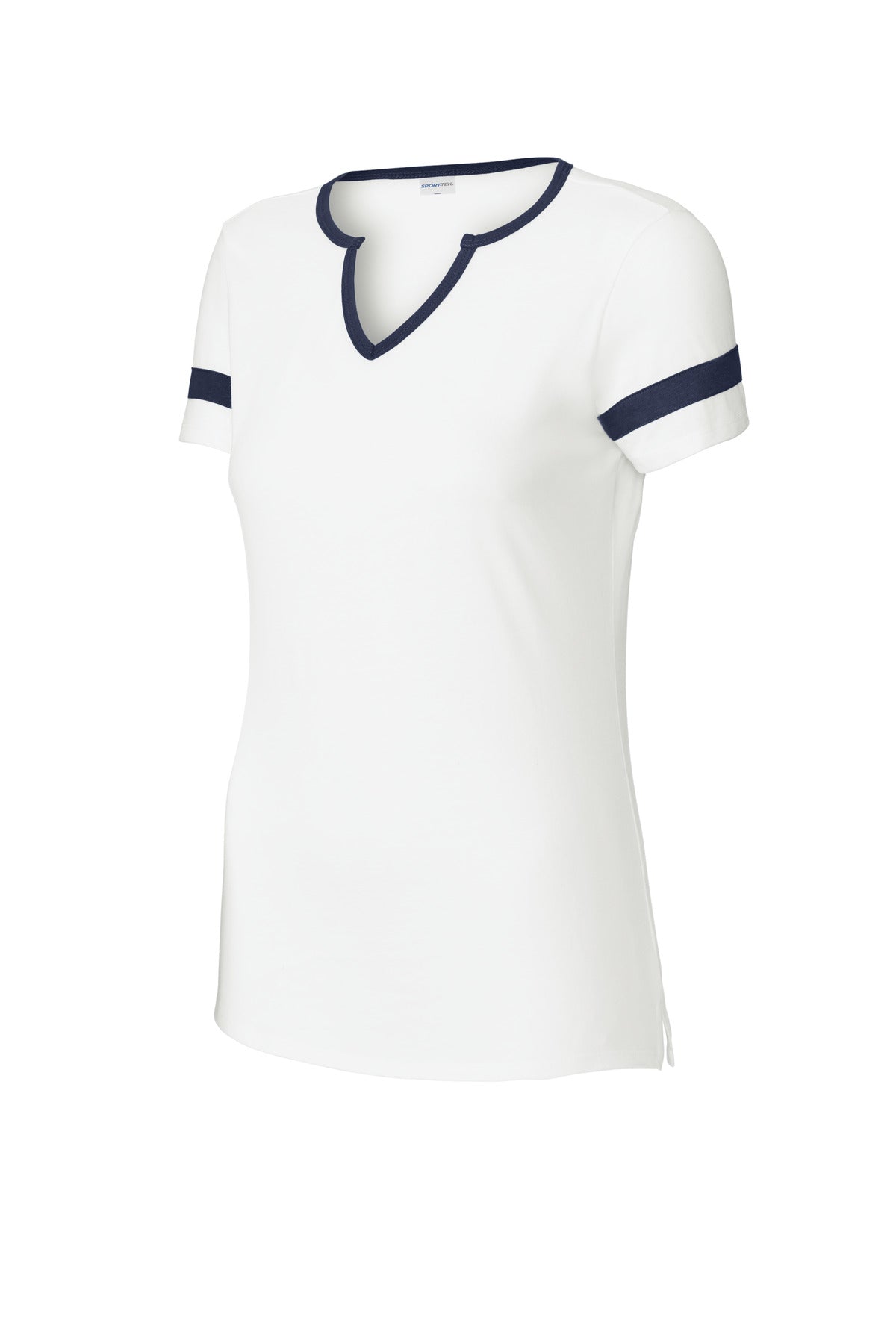 Sport-Tek Women's Halftime Notch Neck Tee - White/ True Navy