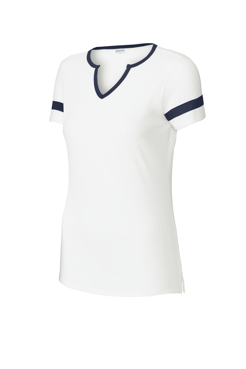 Sport-Tek Women's Halftime Notch Neck Tee - White/ True Navy