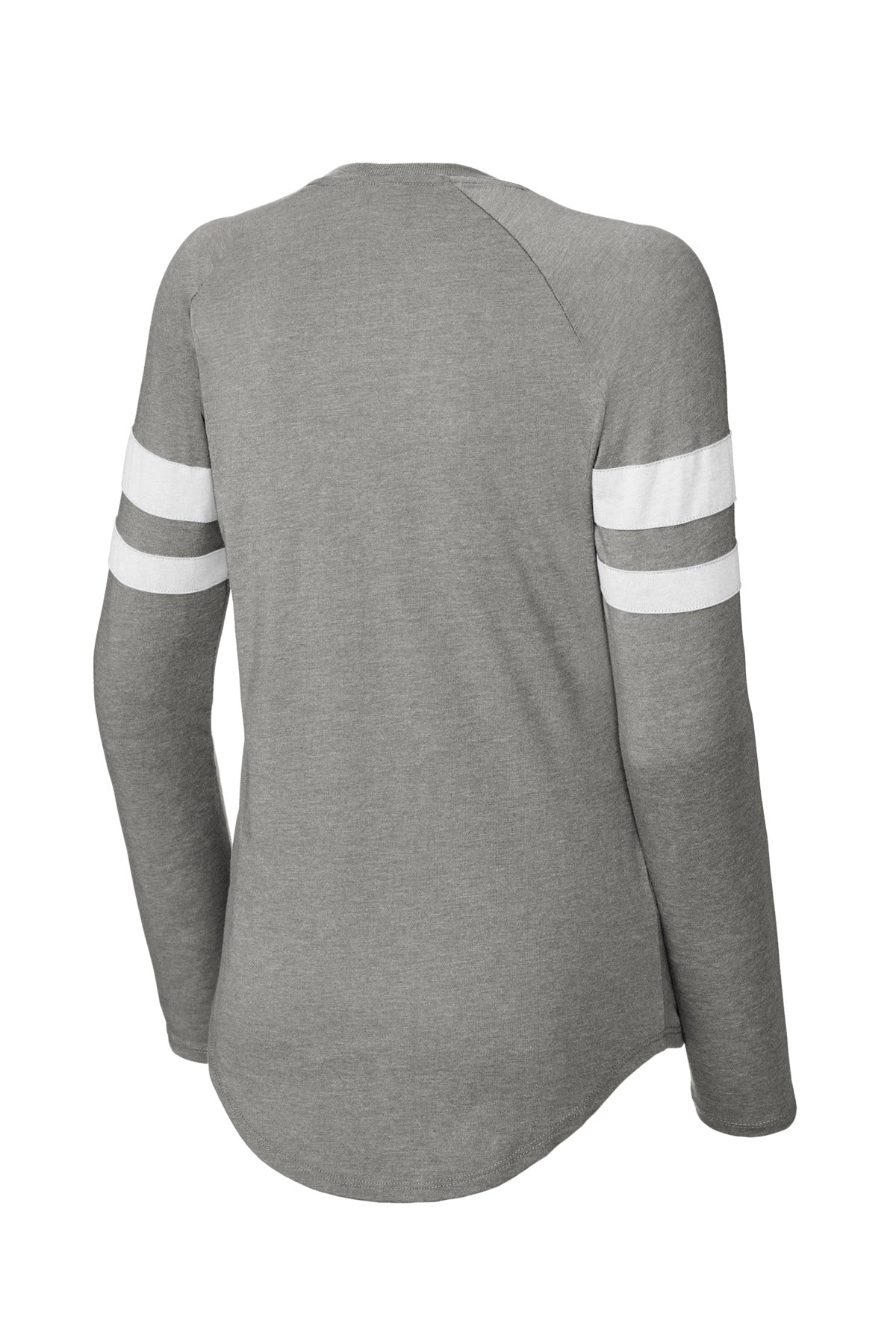 Sport-Tek Women's Halftime Stripe Long Sleeve V-Neck Tee - White/ Vintage Heather