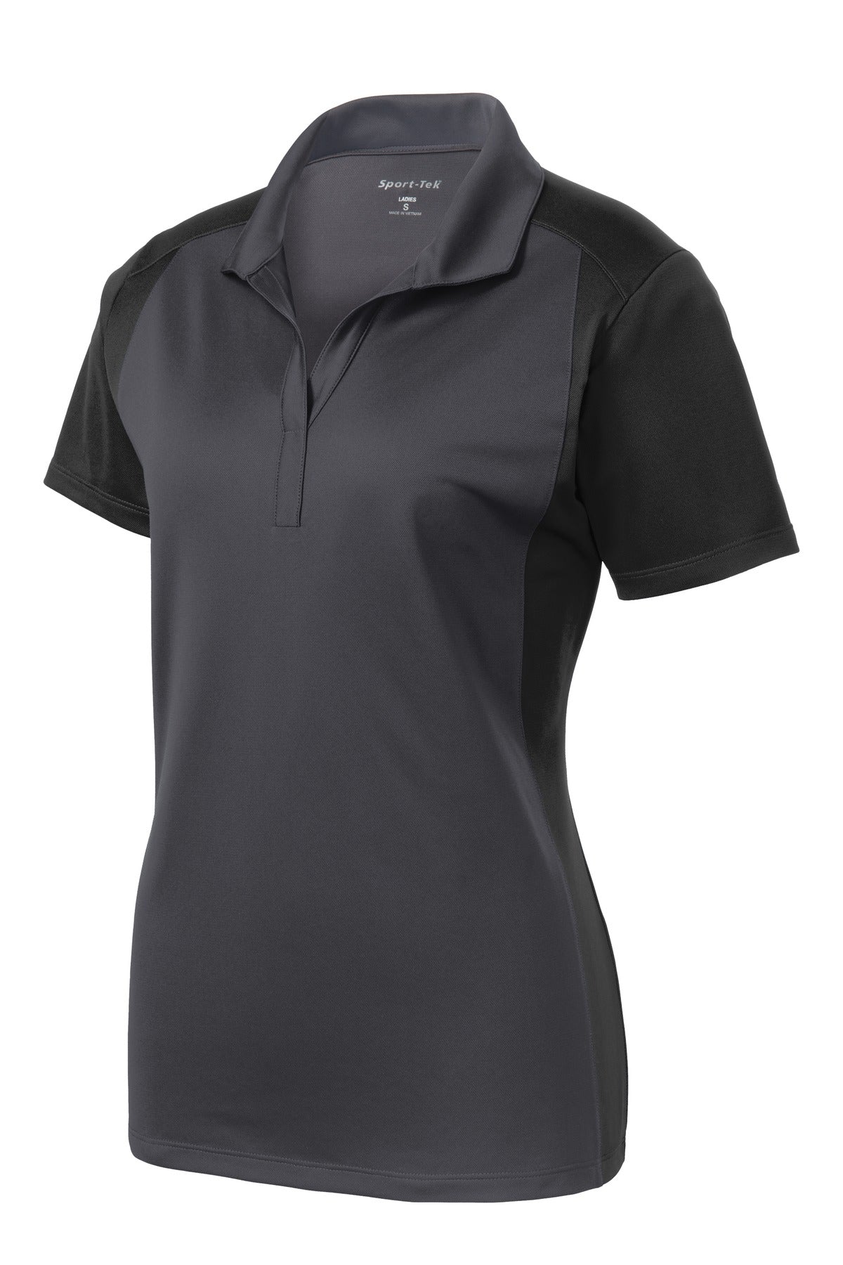 Sport-Tek Women's Colorblock Micropique Sport-Wick Polo - Iron Grey/ Black