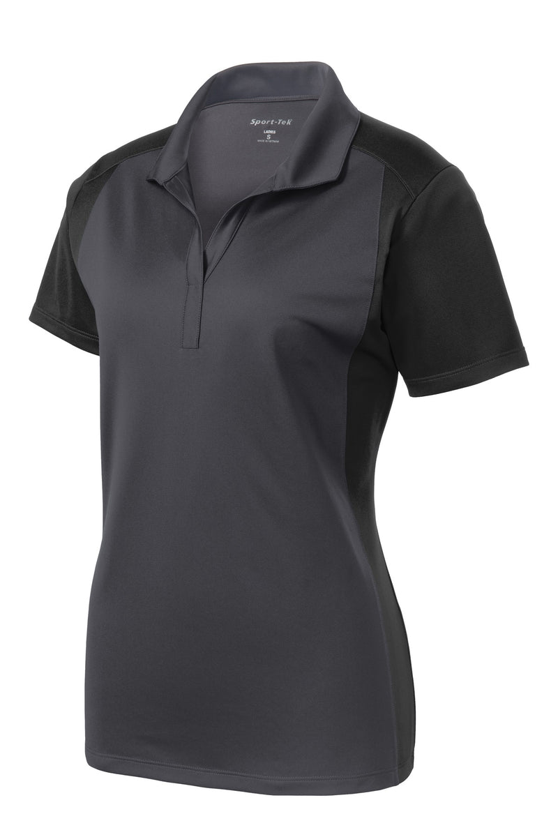 Sport-Tek Women's Colorblock Micropique Sport-Wick Polo - Iron Grey/ Black