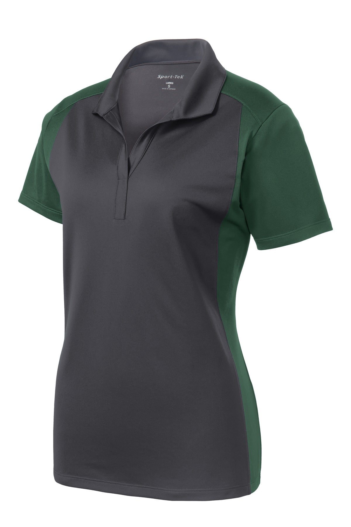 Sport-Tek Women's Colorblock Micropique Sport-Wick Polo - Iron Grey/ Forest Green