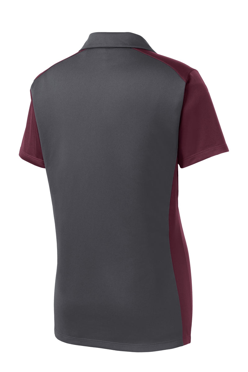 Sport-Tek Women's Colorblock Micropique Sport-Wick Polo - Iron Grey/ Maroon