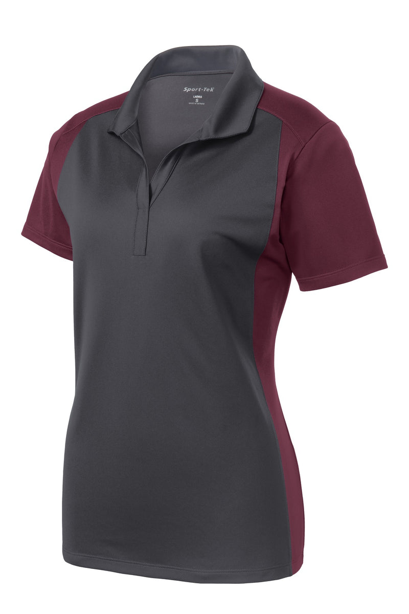 Sport-Tek Women's Colorblock Micropique Sport-Wick Polo - Iron Grey/ Maroon