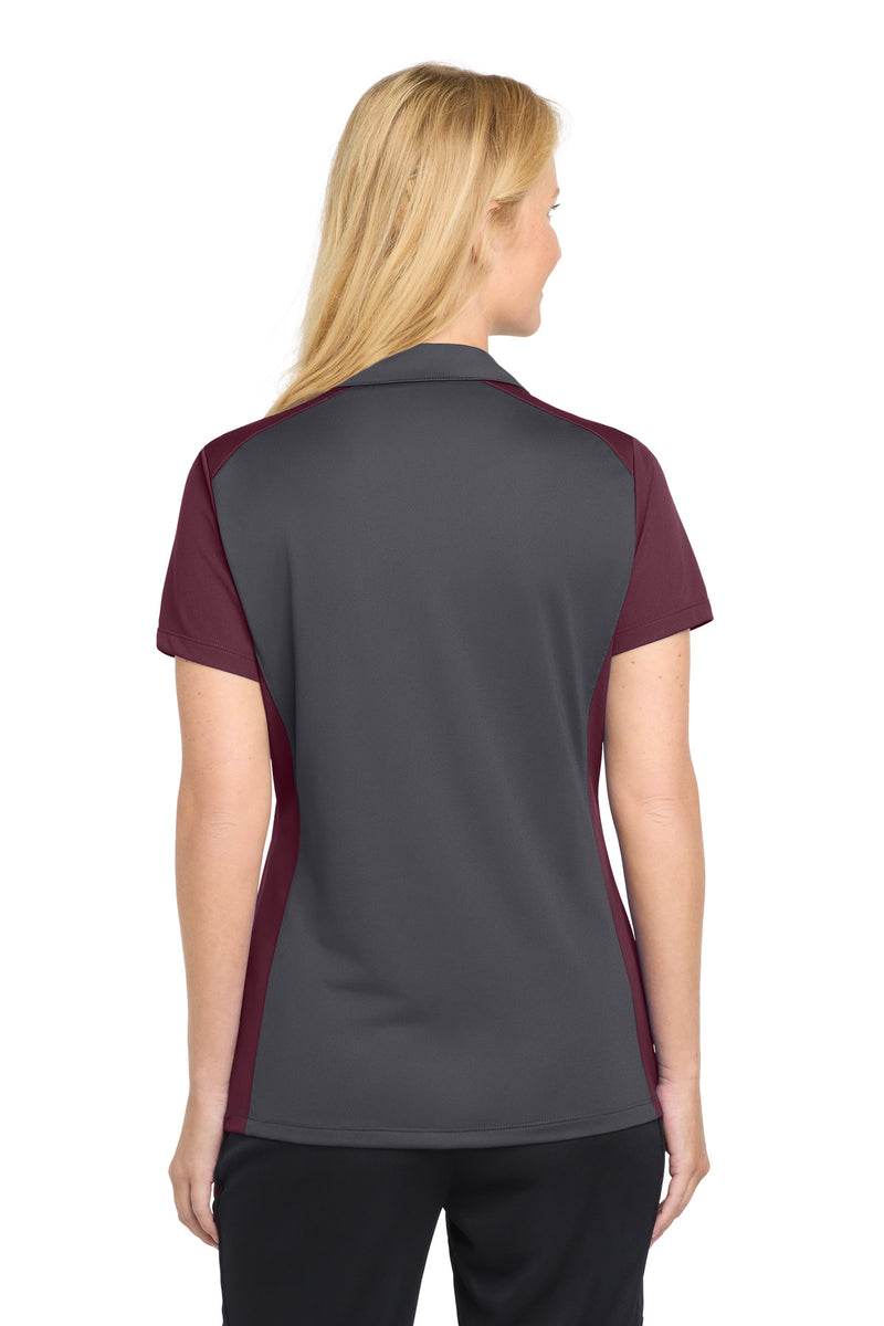 Sport-Tek Women's Colorblock Micropique Sport-Wick Polo - Iron Grey/ Maroon