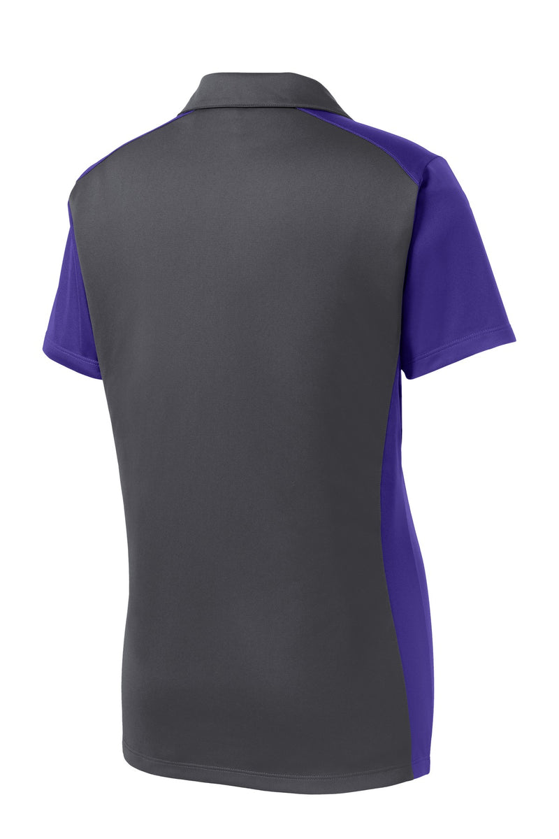 Sport-Tek Women's Colorblock Micropique Sport-Wick Polo - Iron Grey/ Purple
