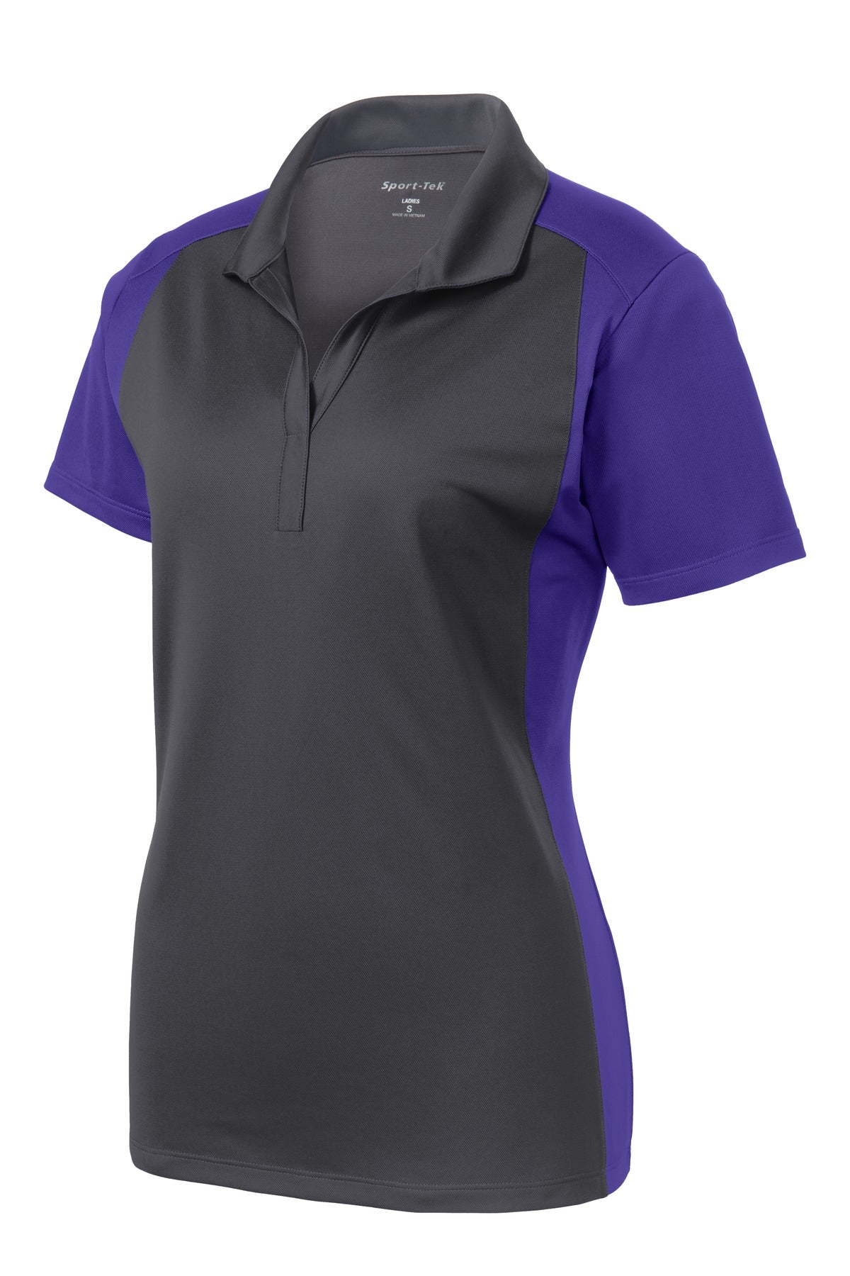 Sport-Tek Women's Colorblock Micropique Sport-Wick Polo - Iron Grey/ Purple