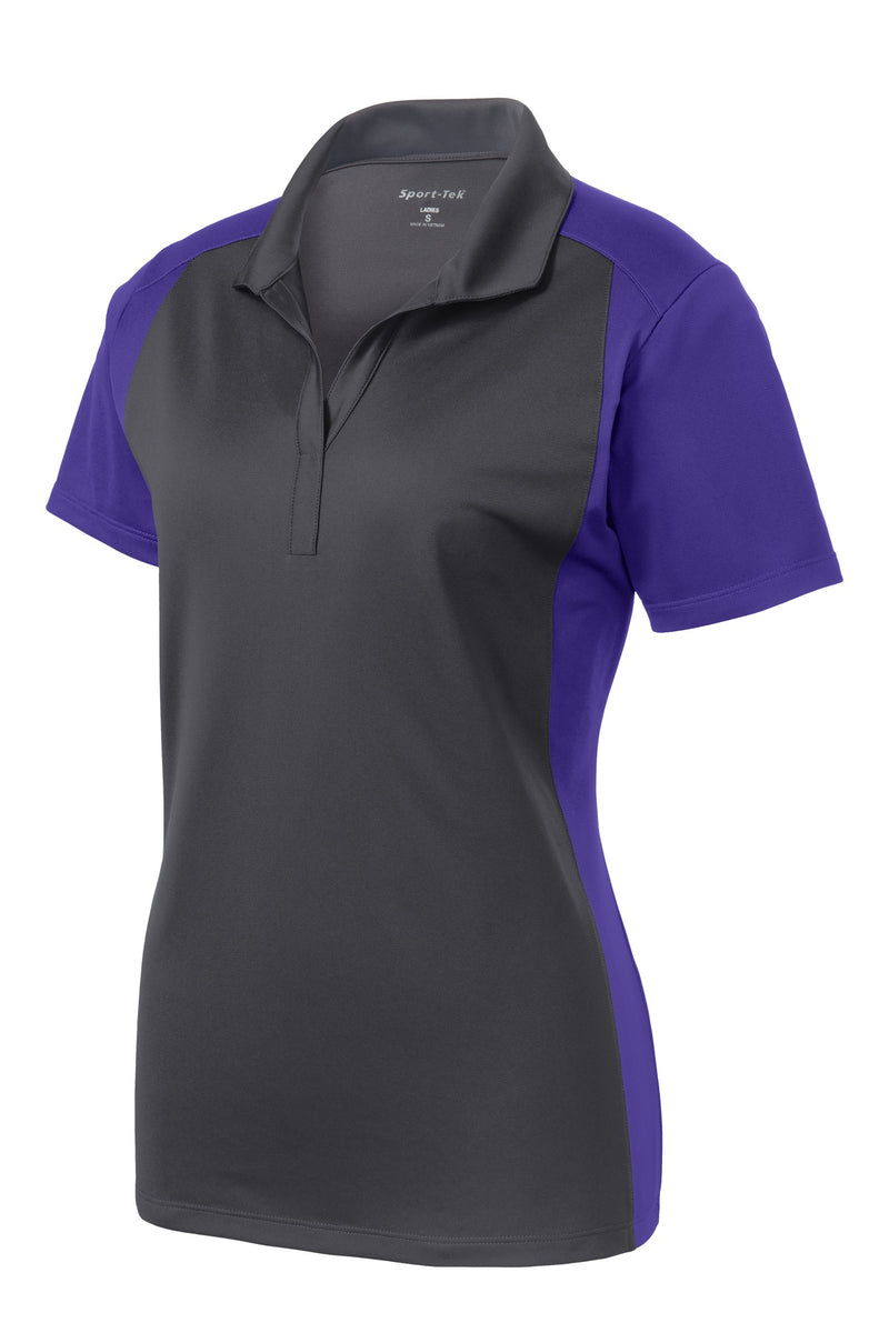 Sport-Tek Women's Colorblock Micropique Sport-Wick Polo - Iron Grey/ Purple