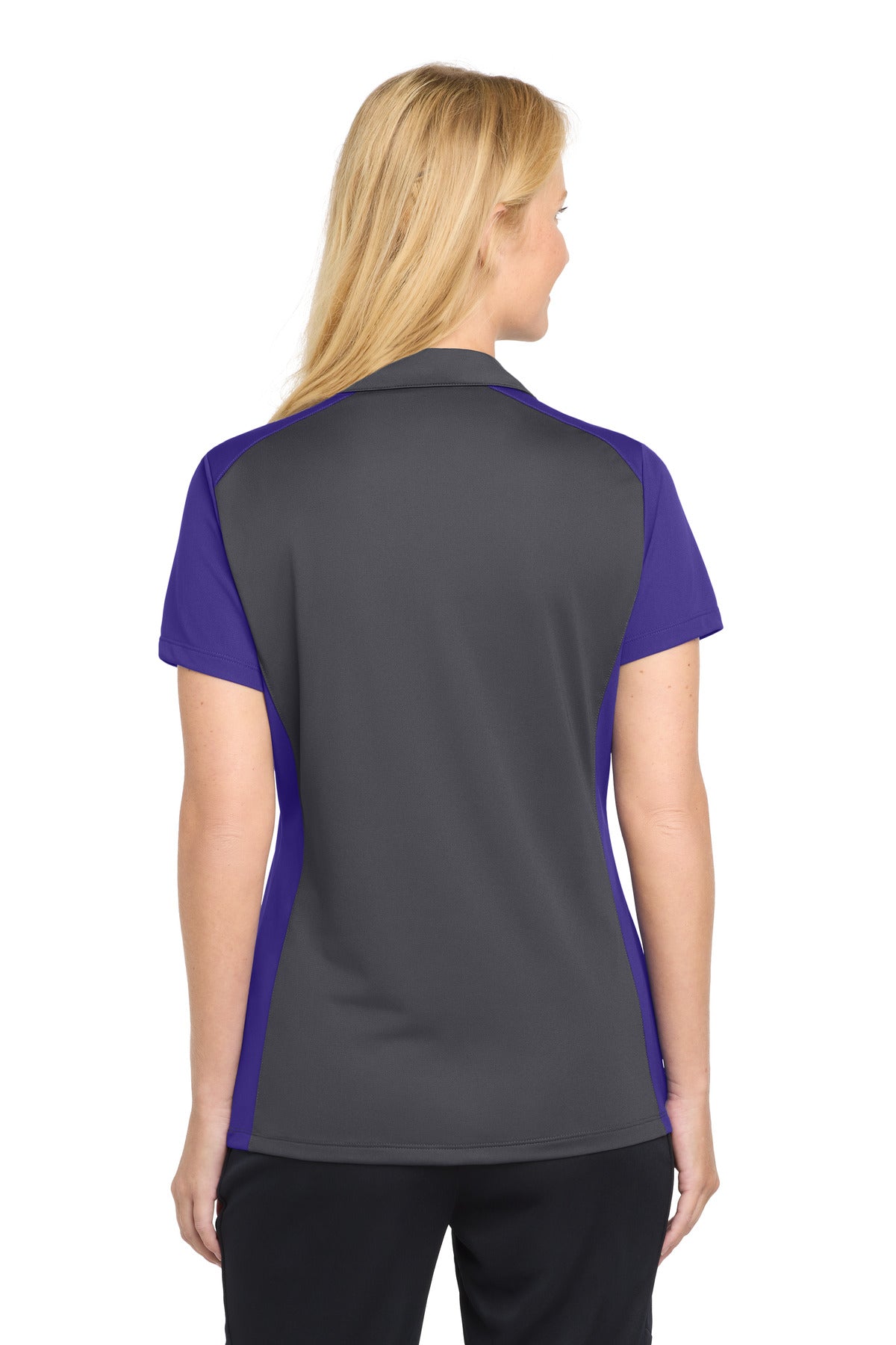 Sport-Tek Women's Colorblock Micropique Sport-Wick Polo - Iron Grey/ Purple