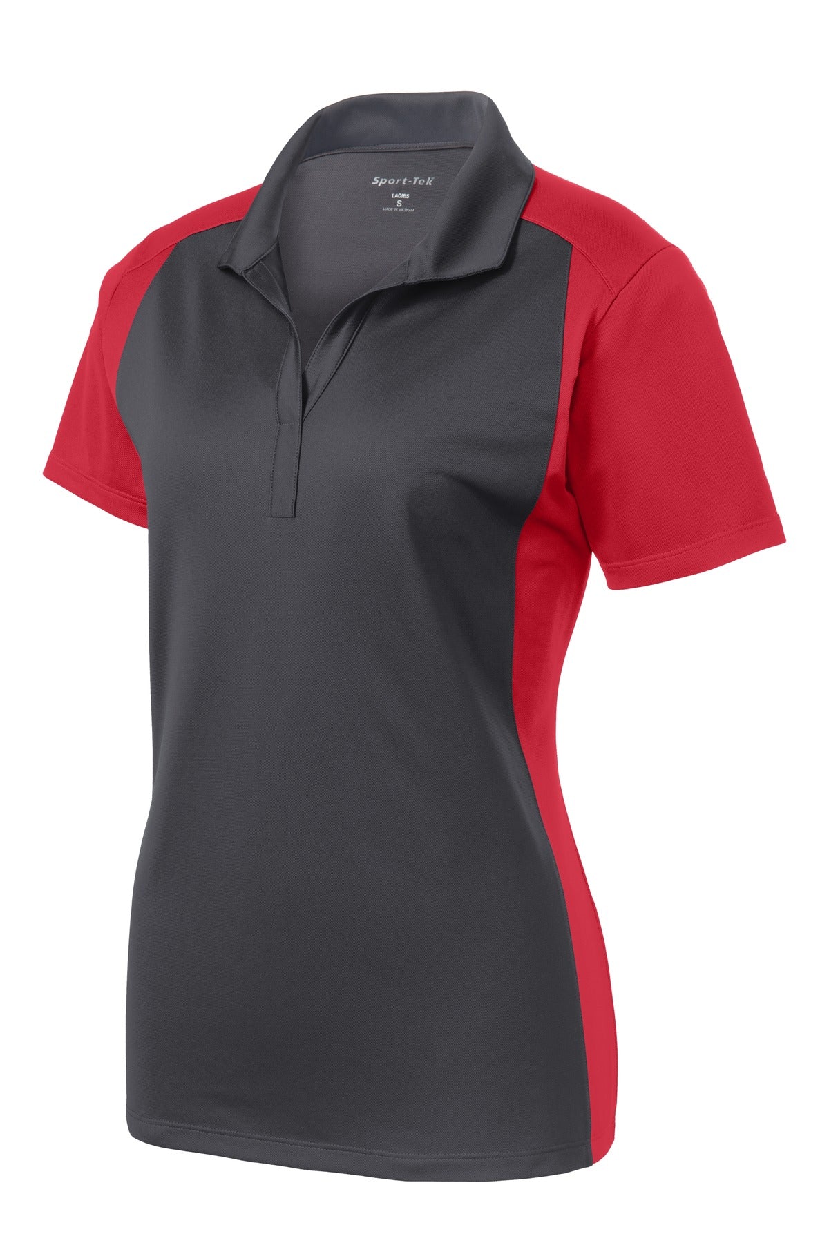 Sport-Tek Women's Colorblock Micropique Sport-Wick Polo - Iron Grey/ True Red