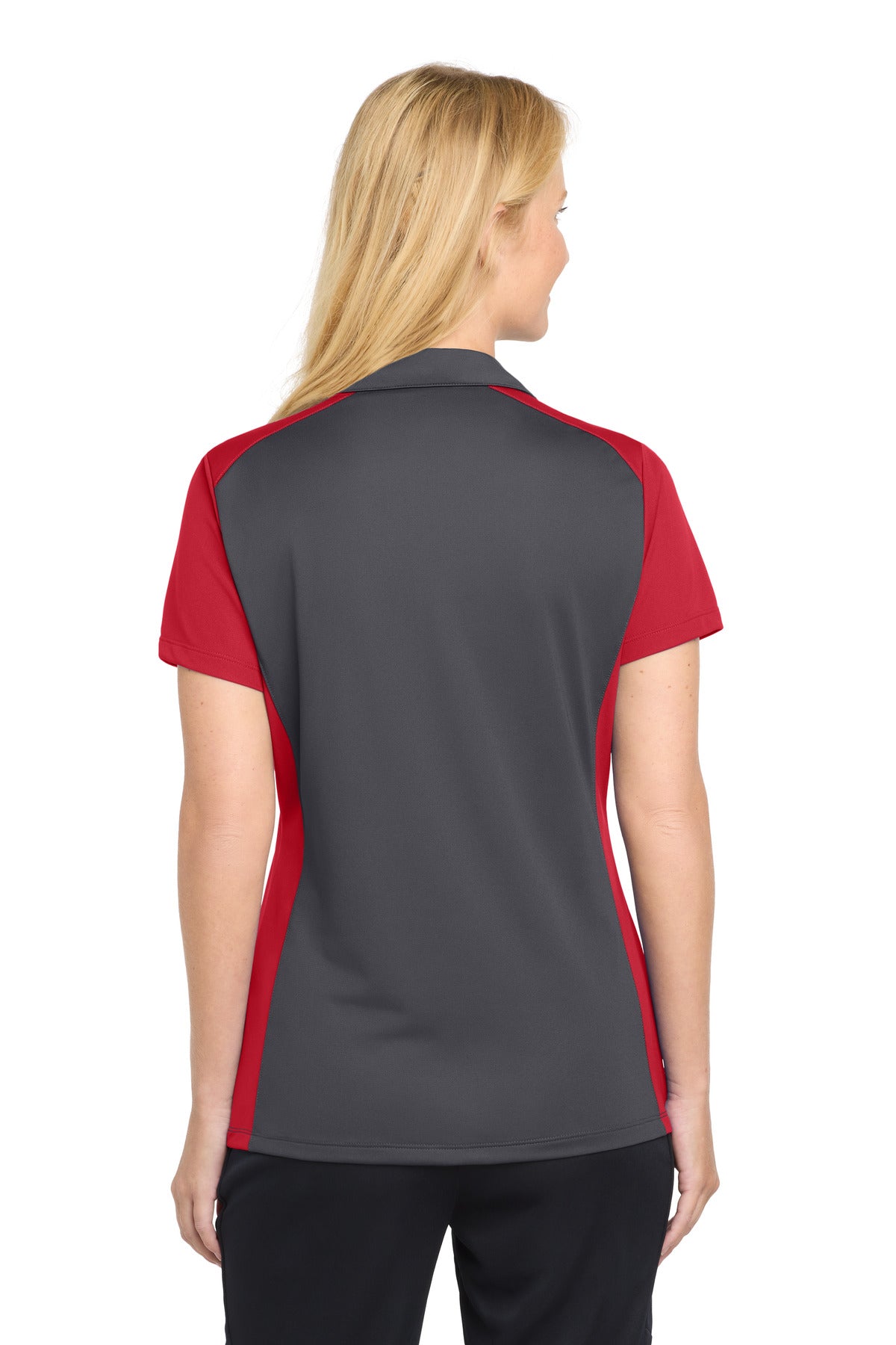 Sport-Tek Women's Colorblock Micropique Sport-Wick Polo - Iron Grey/ True Red