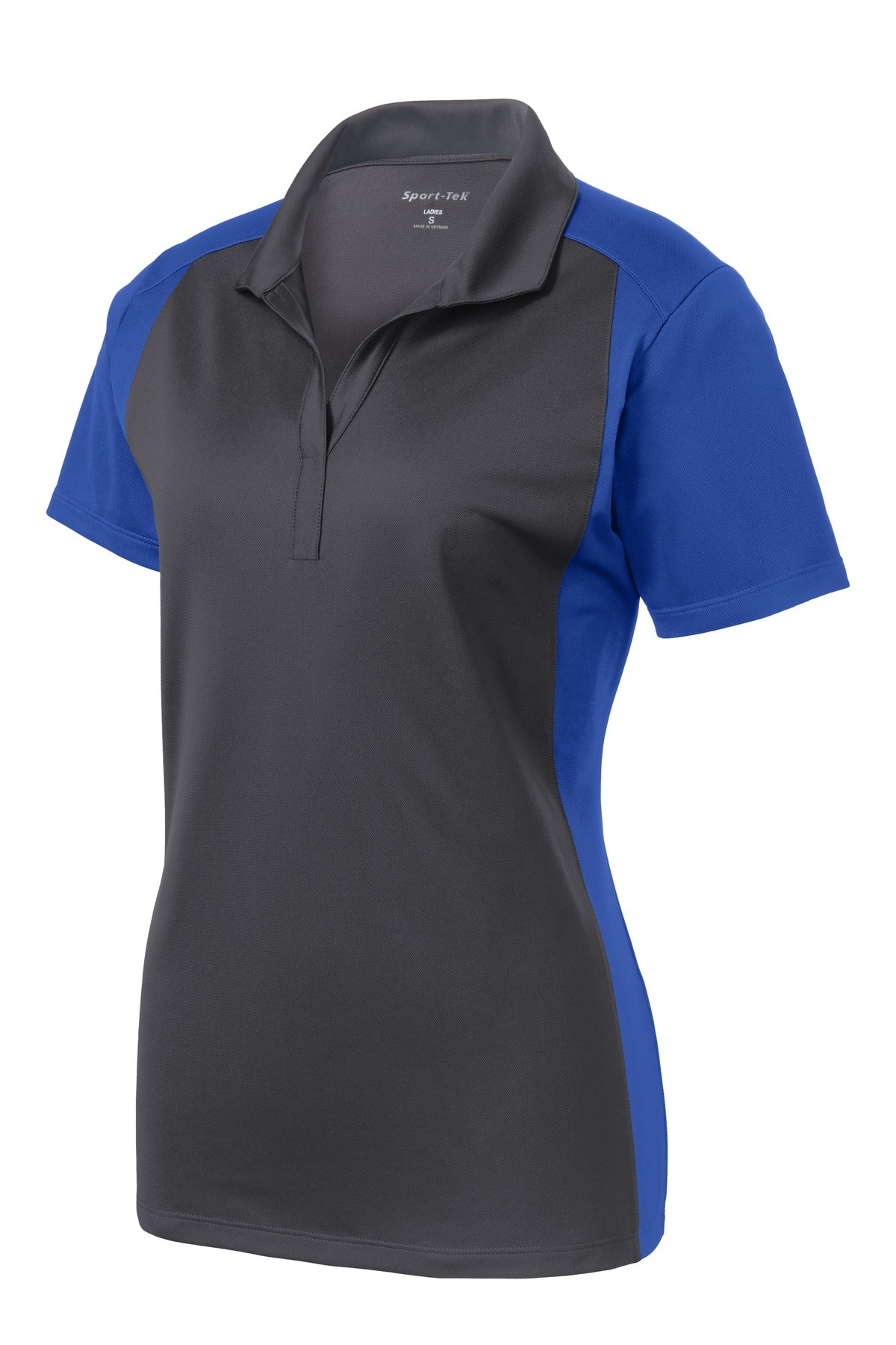 Sport-Tek Women's Colorblock Micropique Sport-Wick Polo - Iron Grey/ True Royal
