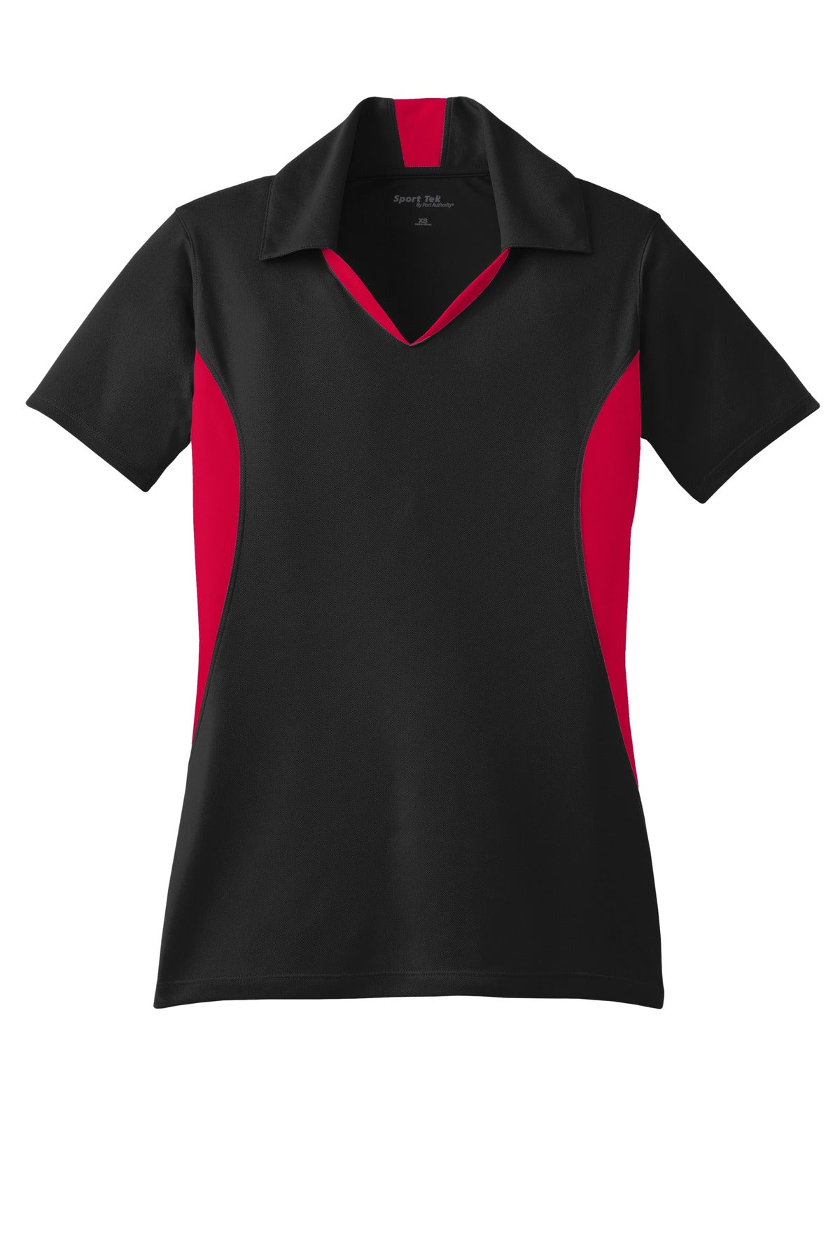 Sport-Tek Women's Side Blocked Micropique Sport-Wick Polo - Black/ Deep Red
