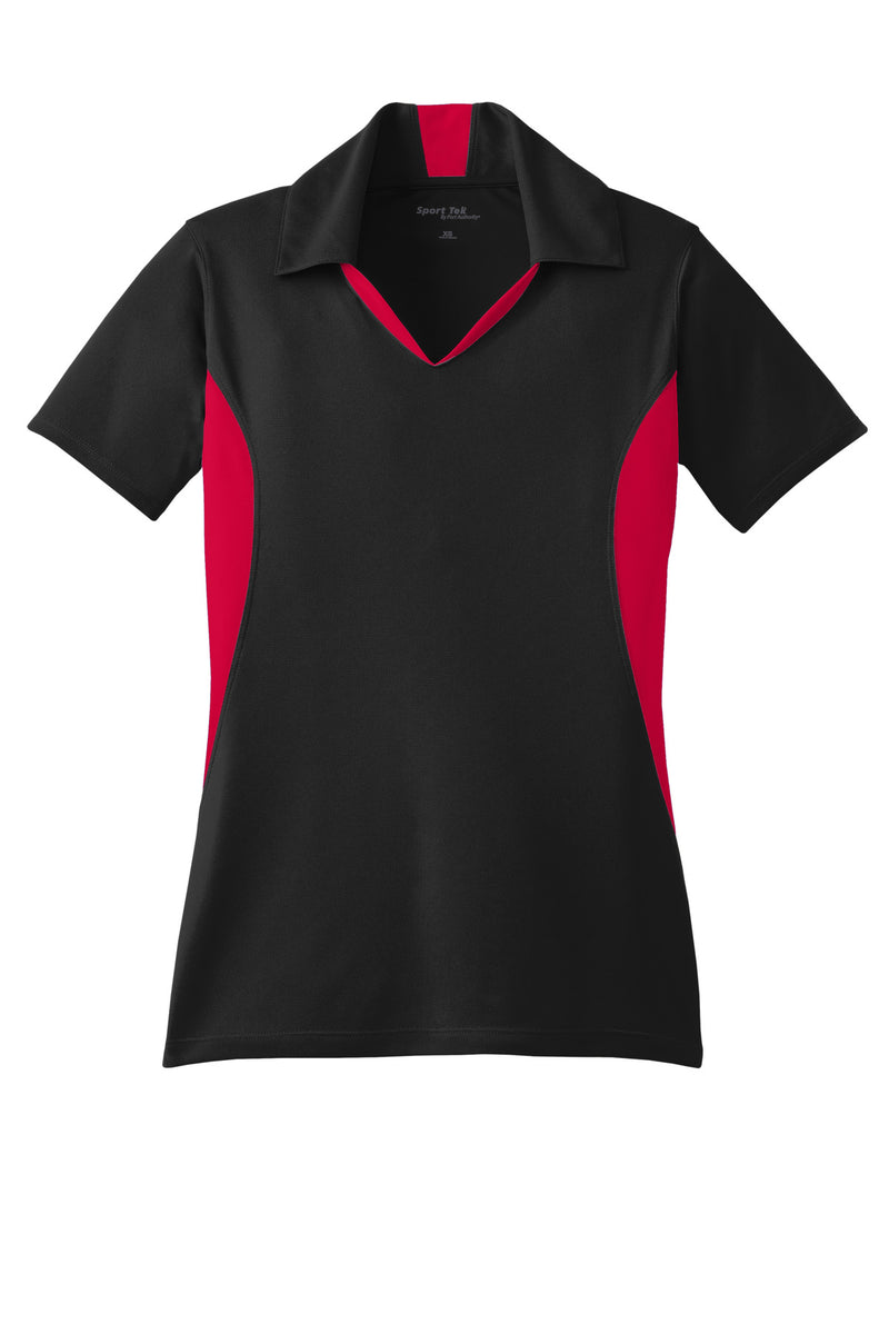 Sport-Tek Women's Side Blocked Micropique Sport-Wick Polo - Black/ Deep Red