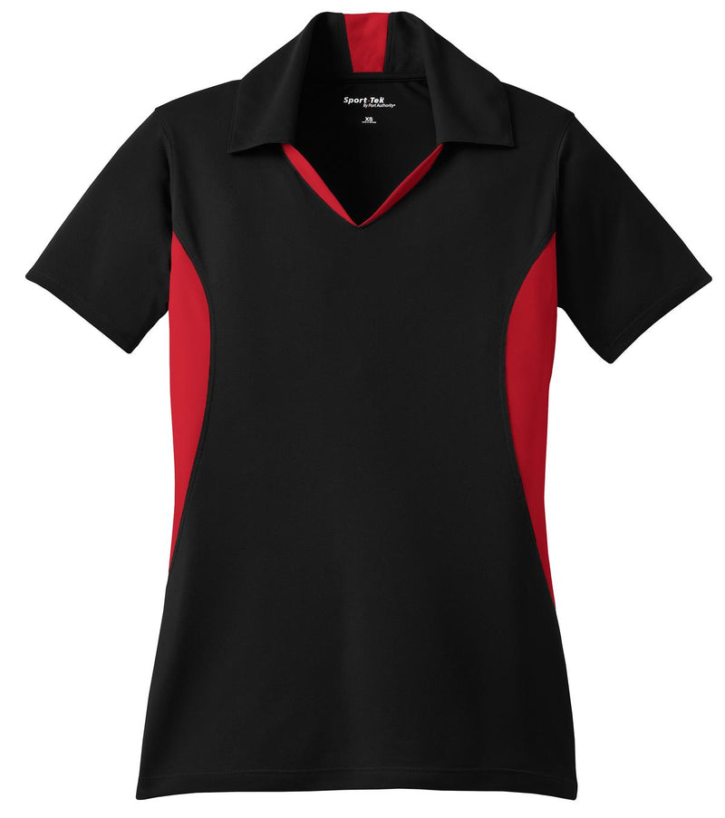 Sport-Tek Women's Side Blocked Micropique Sport-Wick Polo - Black/ True Red