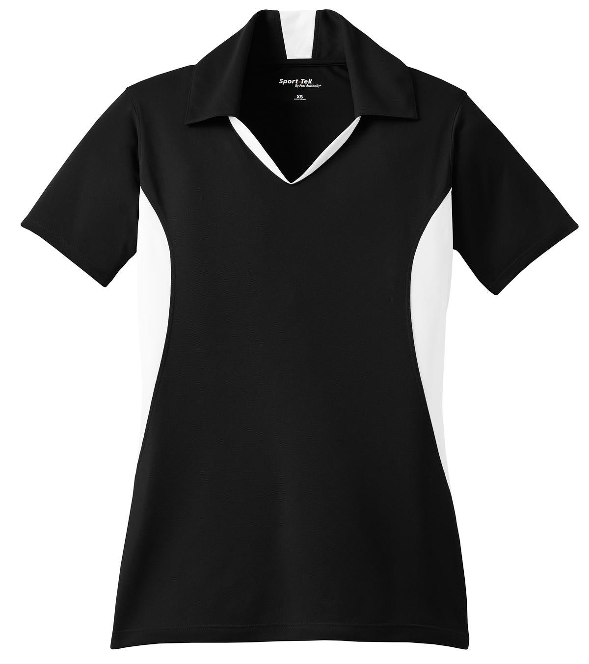Sport-Tek Women's Side Blocked Micropique Sport-Wick Polo - Black/ White