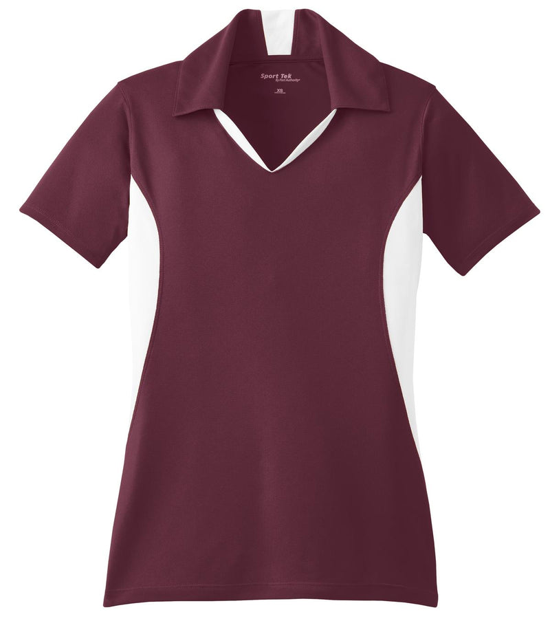 Sport-Tek Women's Side Blocked Micropique Sport-Wick Polo - Maroon/ White