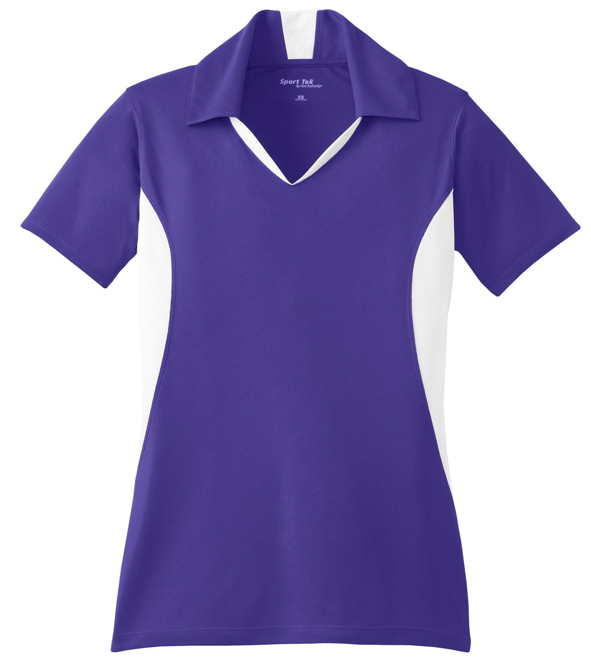 Sport-Tek Women's Side Blocked Micropique Sport-Wick Polo - Purple/ White