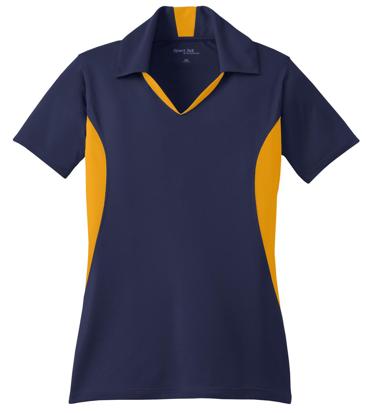 Sport-Tek Women's Side Blocked Micropique Sport-Wick Polo - True Navy/ Gold