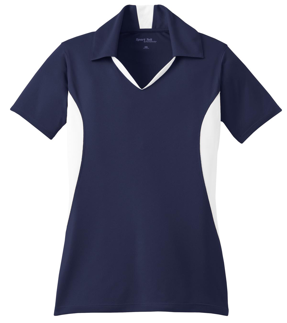 Sport-Tek Women's Side Blocked Micropique Sport-Wick Polo - True Navy/ White