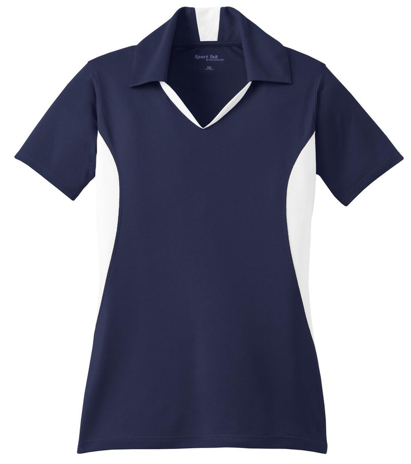 Sport-Tek Women's Side Blocked Micropique Sport-Wick Polo - True Navy/ White
