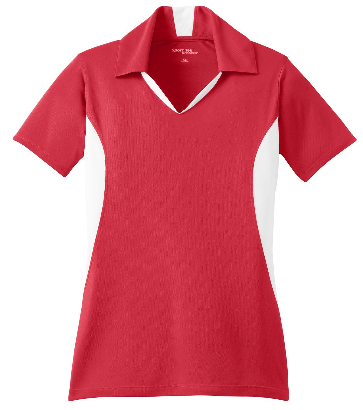 Sport-Tek Women's Side Blocked Micropique Sport-Wick Polo - True Red/ White