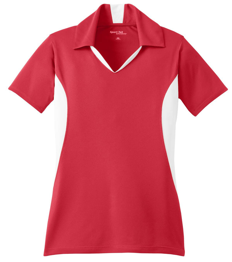 Sport-Tek Women's Side Blocked Micropique Sport-Wick Polo - True Red/ White