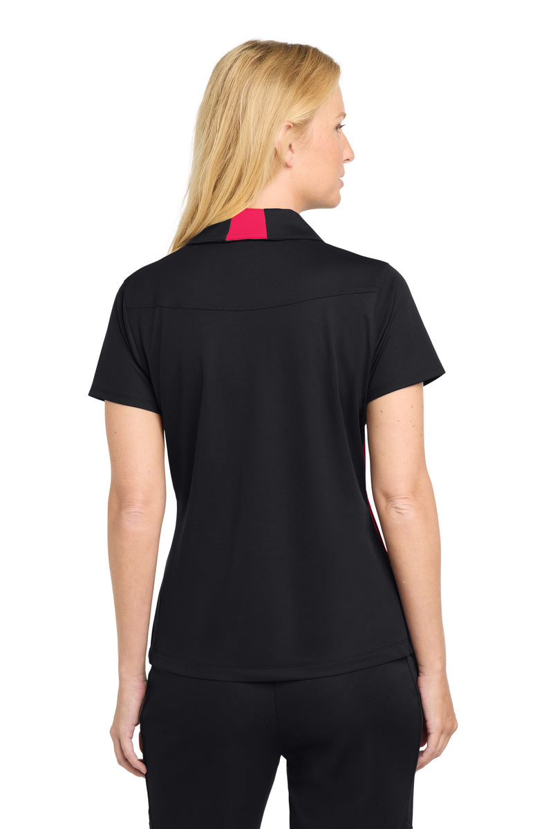 Sport-Tek Women's Side Blocked Micropique Sport-Wick Polo - Black/ Deep Red