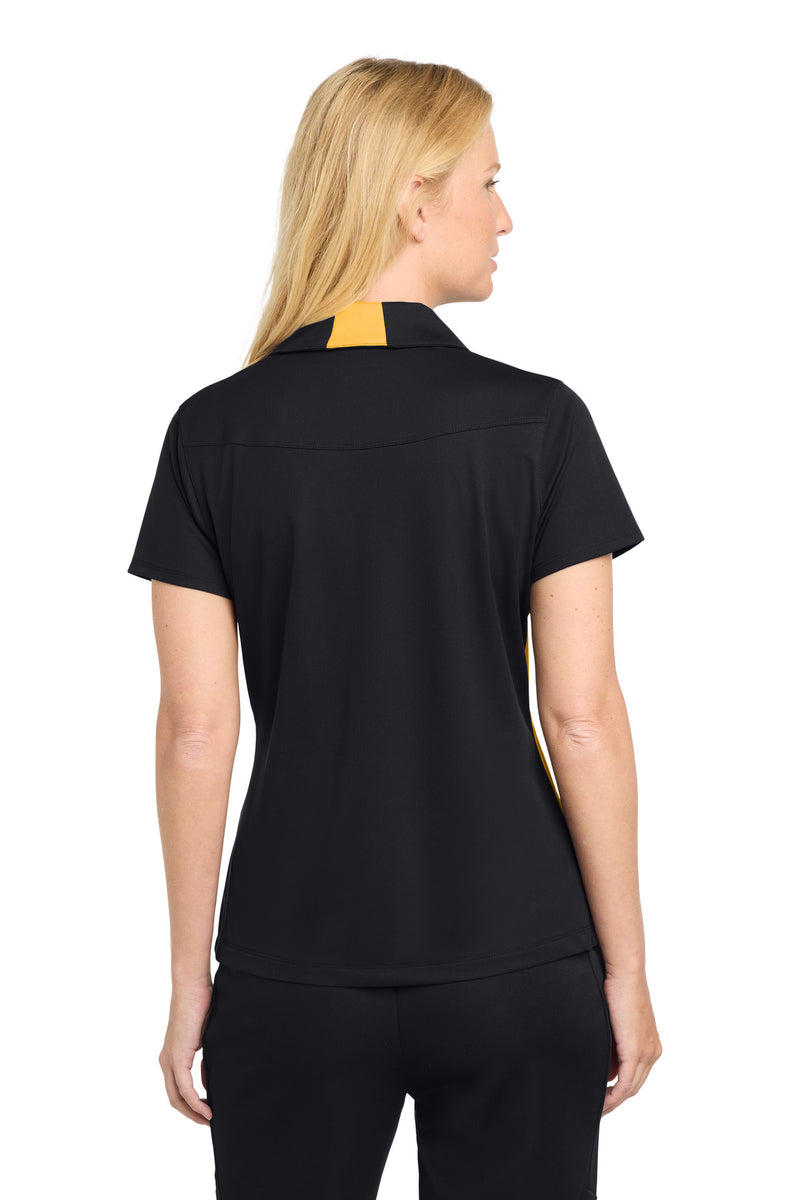 Sport-Tek Women's Side Blocked Micropique Sport-Wick Polo - Black/ Gold