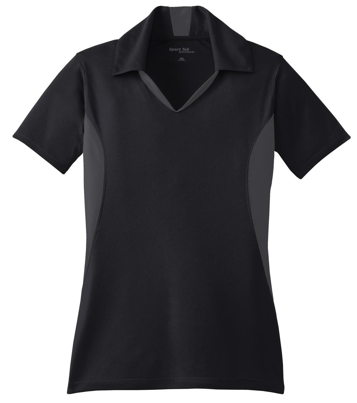 Sport-Tek Women's Side Blocked Micropique Sport-Wick Polo - Black/ Iron Grey