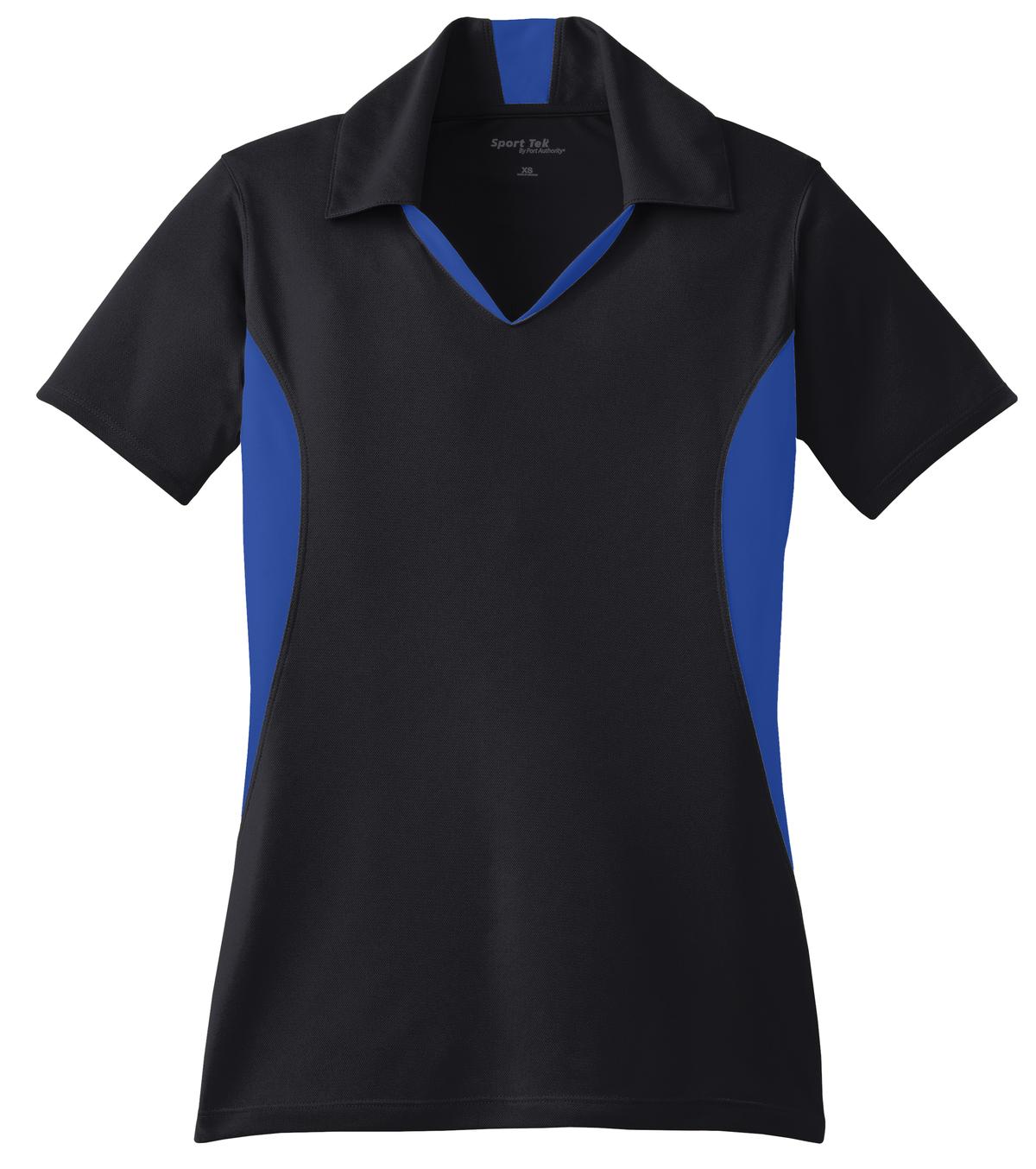 Sport-Tek Women's Side Blocked Micropique Sport-Wick Polo - Black/ True Royal
