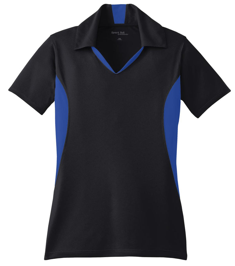 Sport-Tek Women's Side Blocked Micropique Sport-Wick Polo - Black/ True Royal