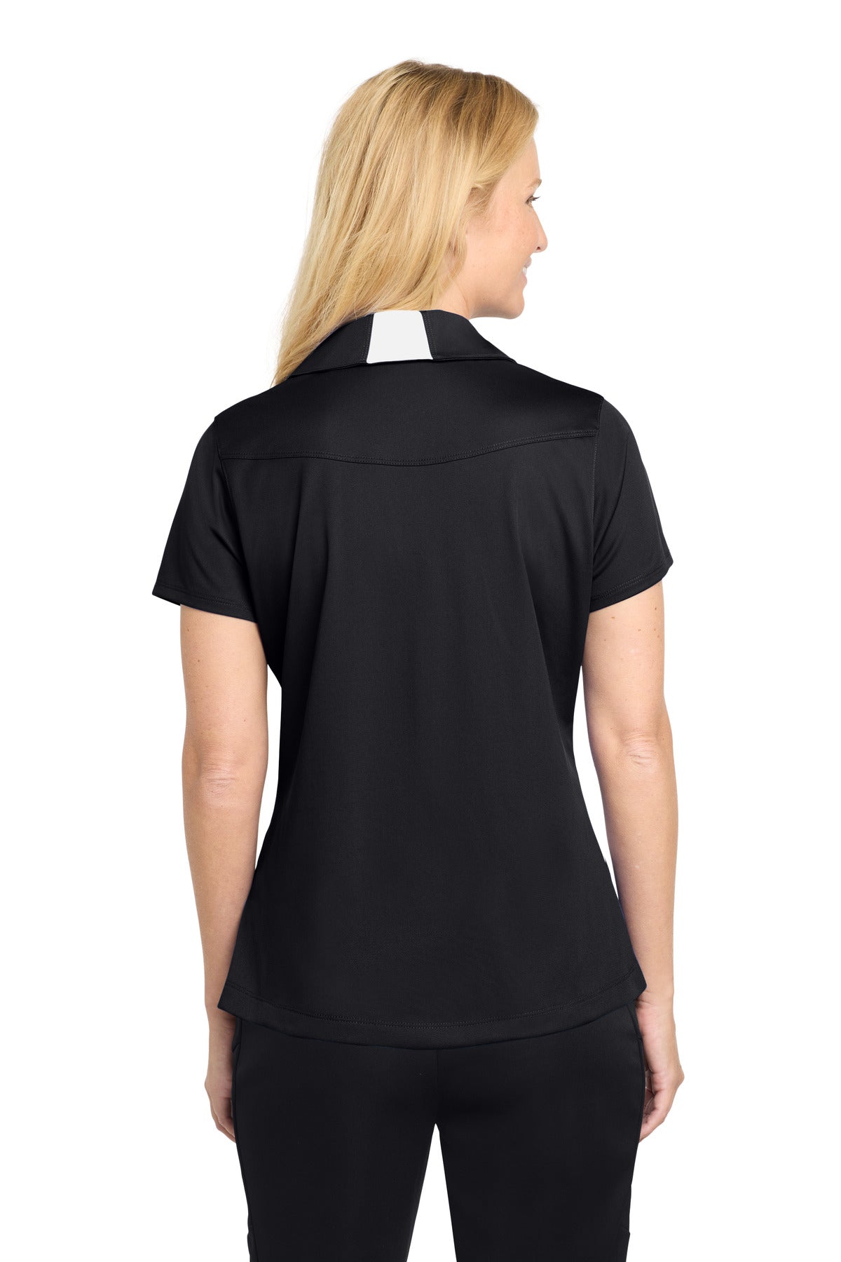Sport-Tek Women's Side Blocked Micropique Sport-Wick Polo - Black/ White
